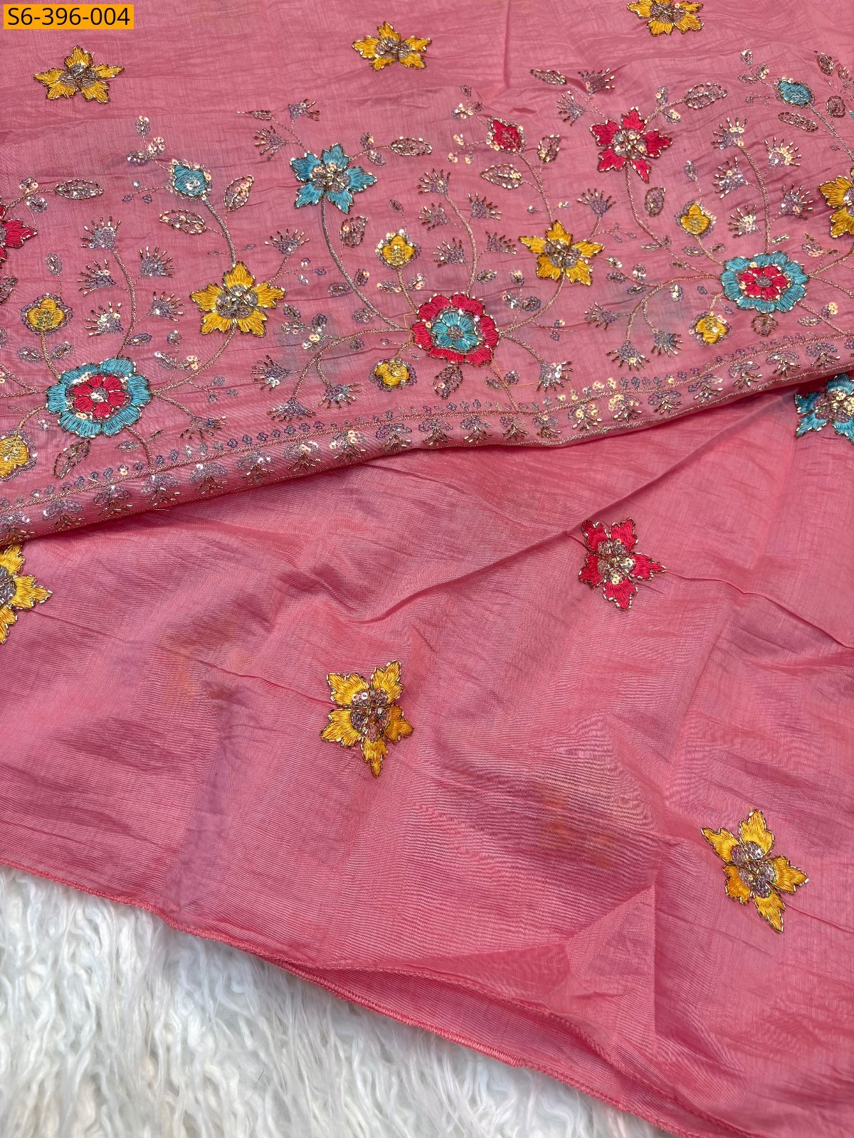 Pink Fancy Patry wear Mulcotton Saree