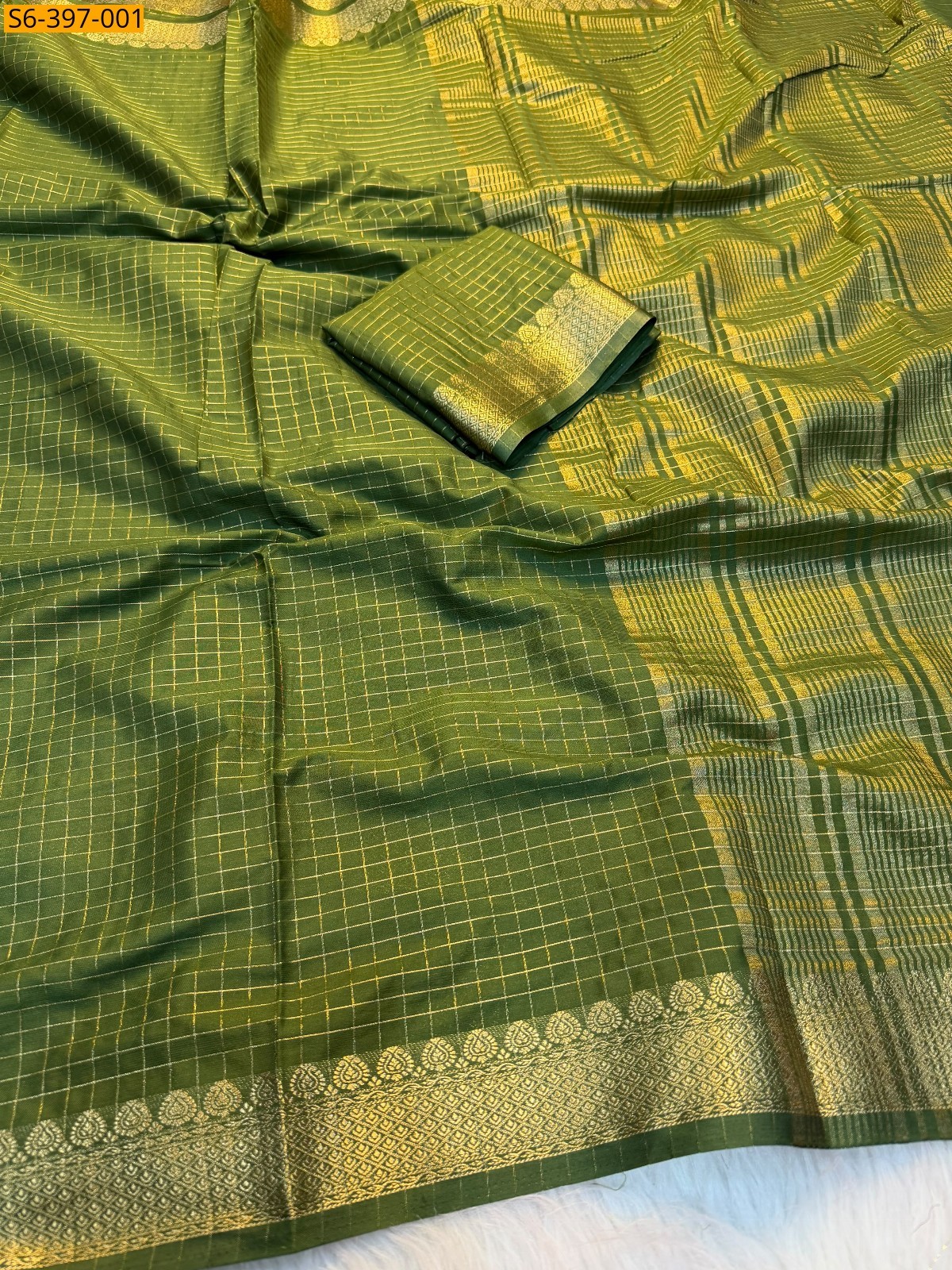 Green Fancy Soft Tusser Silk Saree