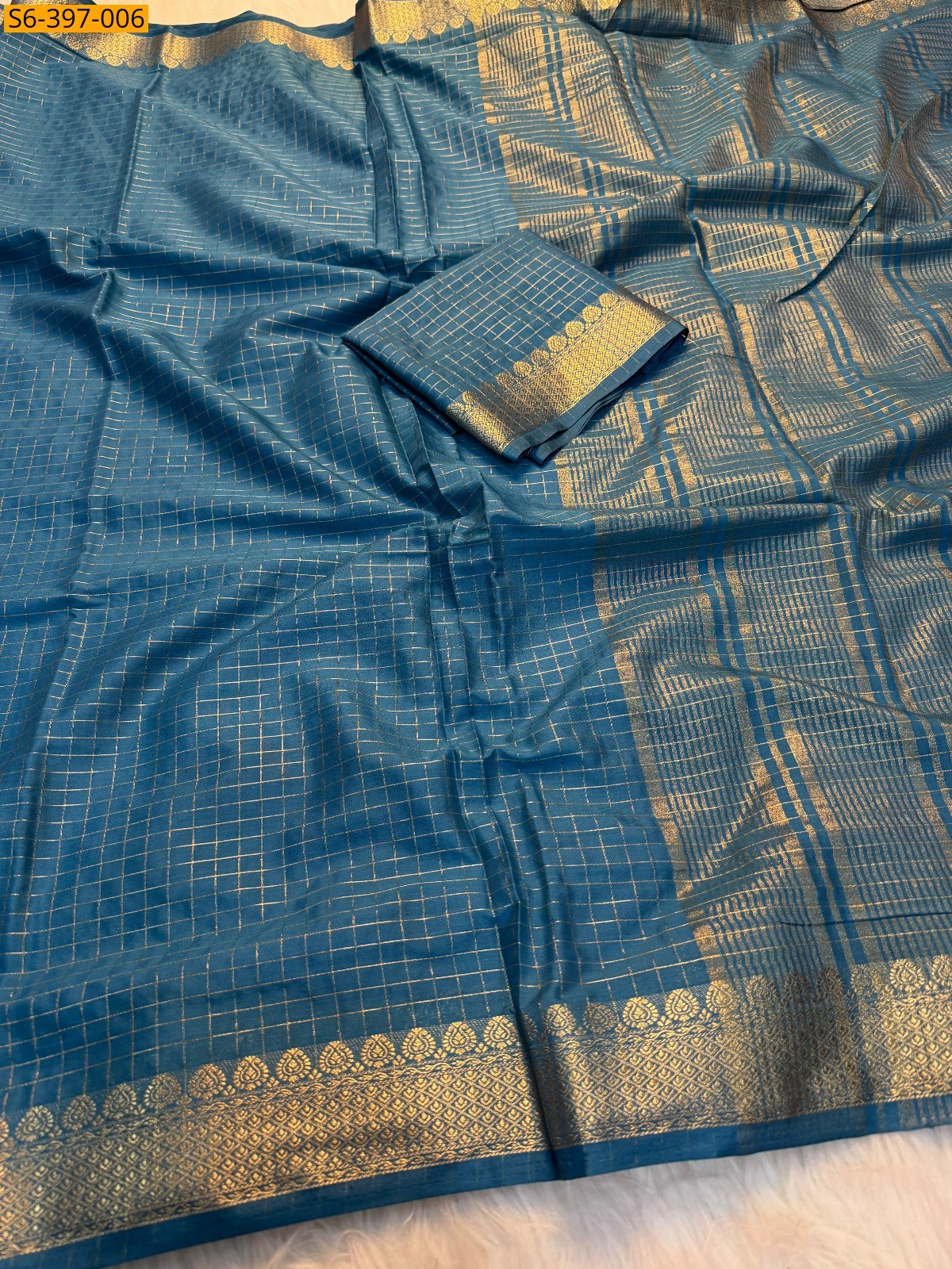 Blue Fancy Soft Tusser Silk Saree
