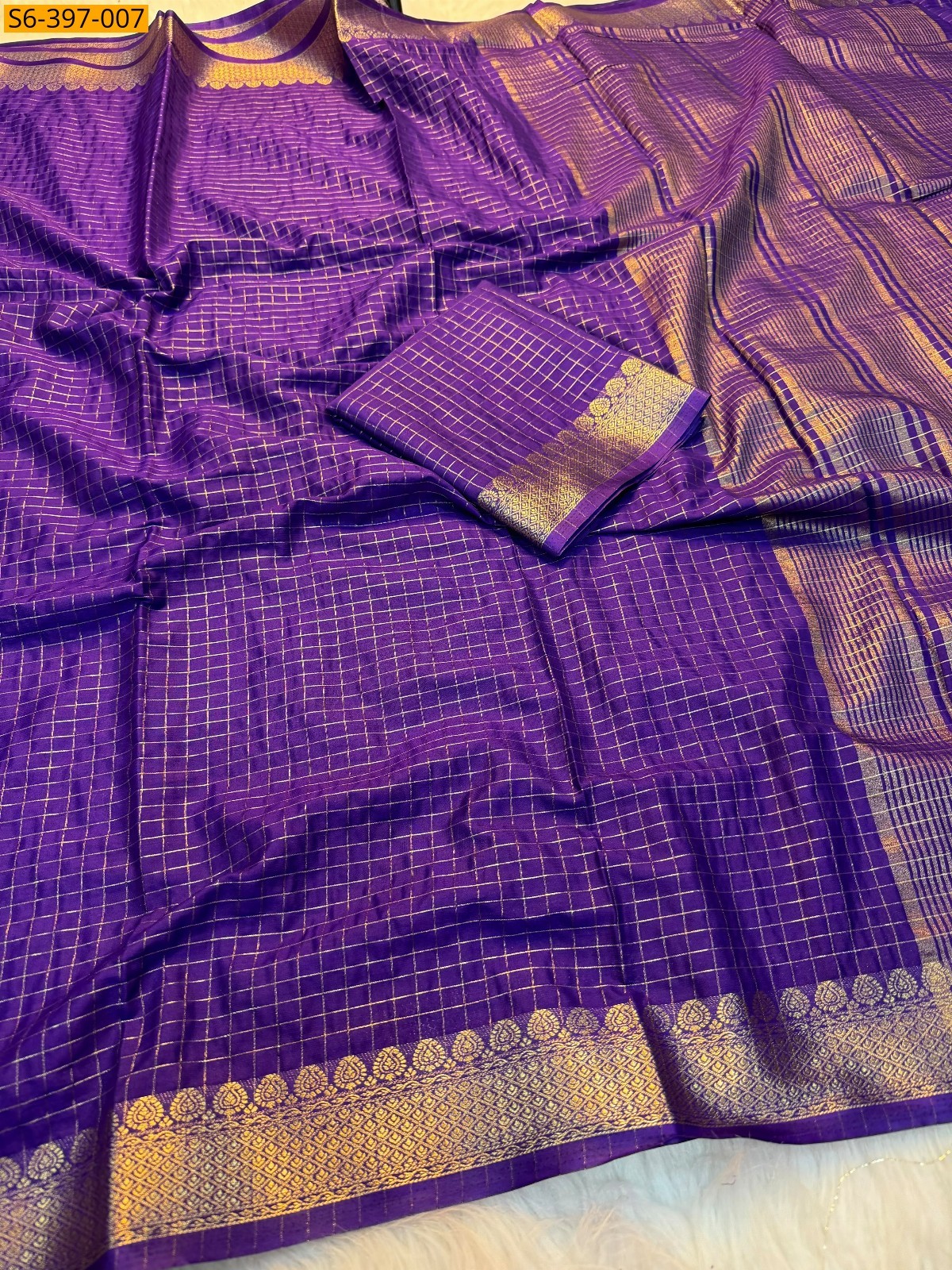 Voilet Fancy Soft Tusser Silk Saree