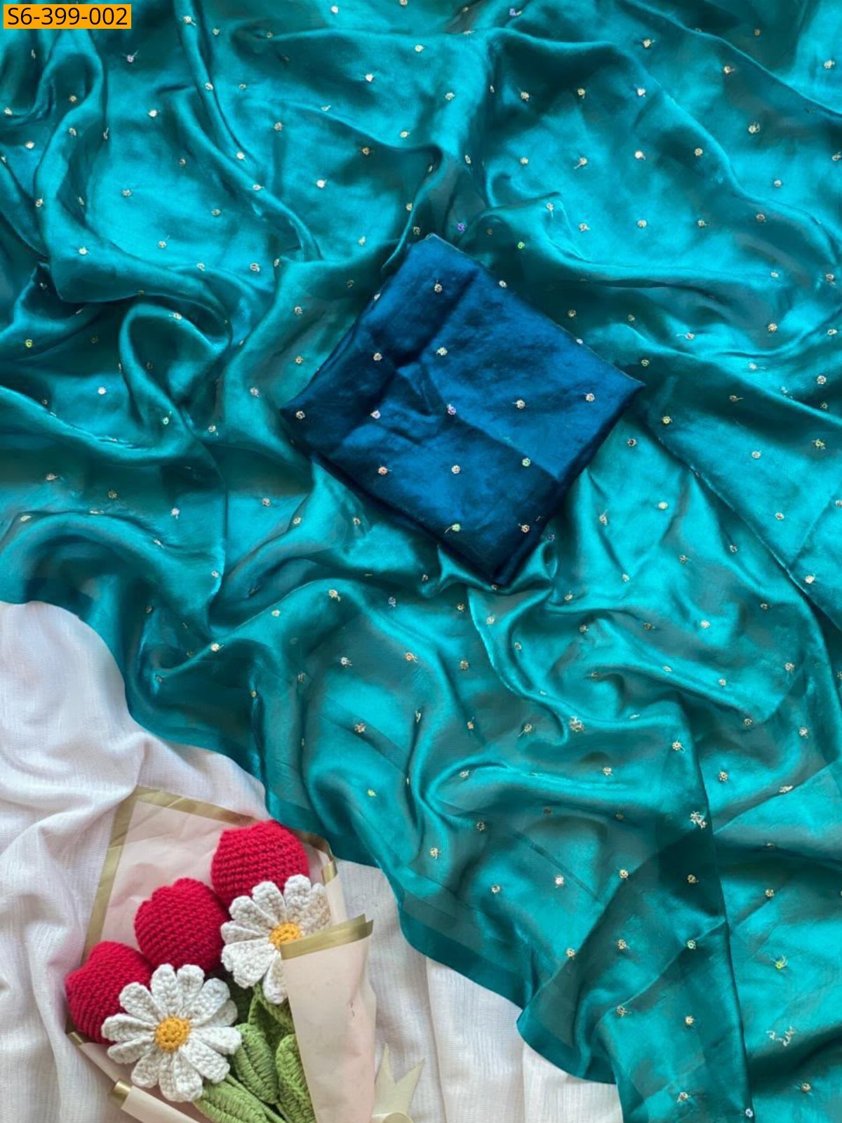 Blue Fancy Space Silk Saree