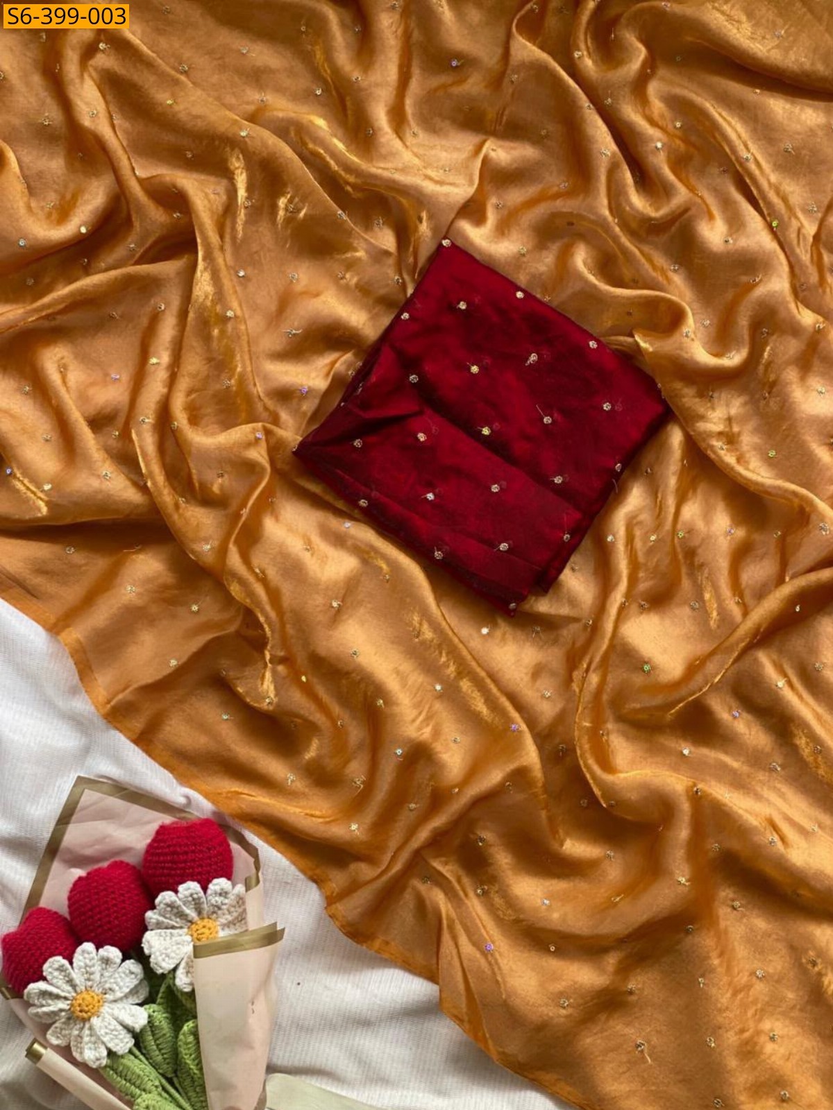 Gold Fancy Space Silk Saree