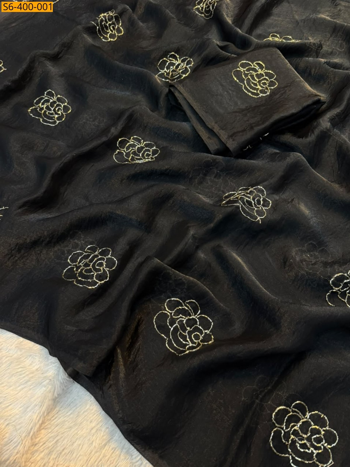 Black Fancy Two tone Space Silk Saree