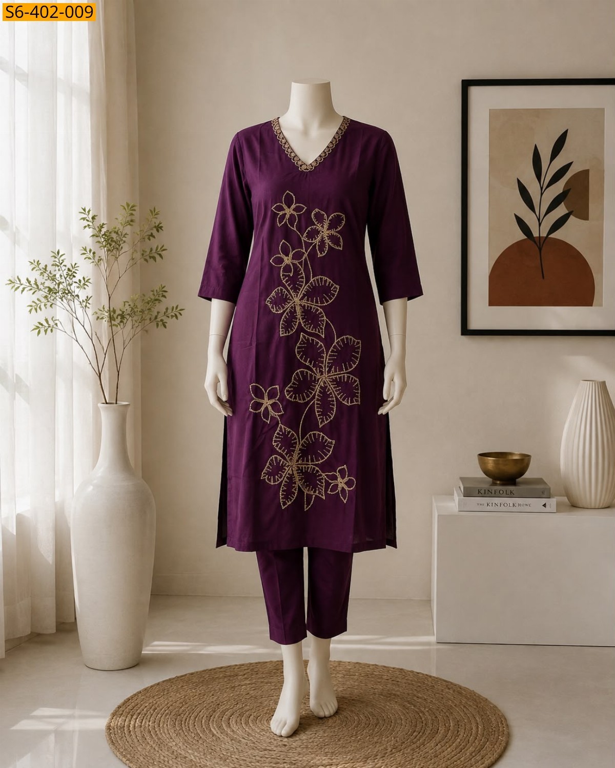 Magenta Fancy Dhabu Cotton Coord Set