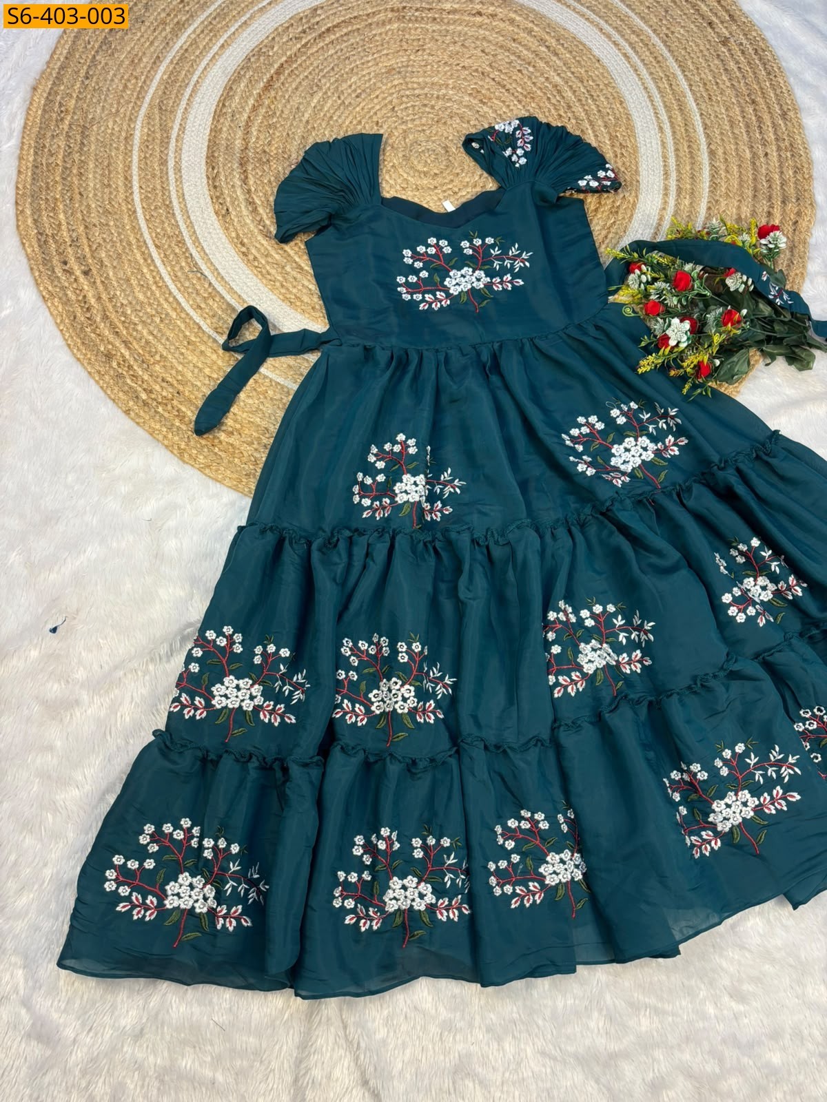 Teal Fancy South Mul Cotton Maxi