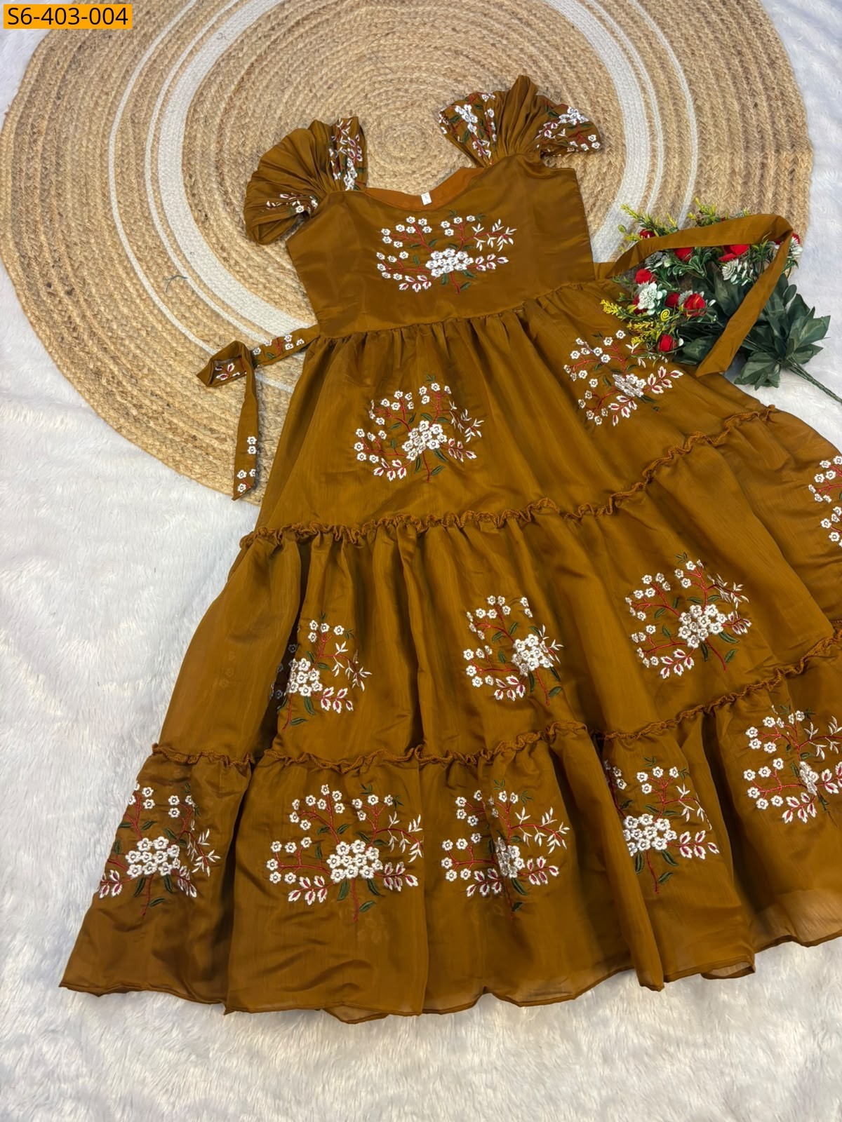 Dark brown Fancy South Mul Cotton Maxi