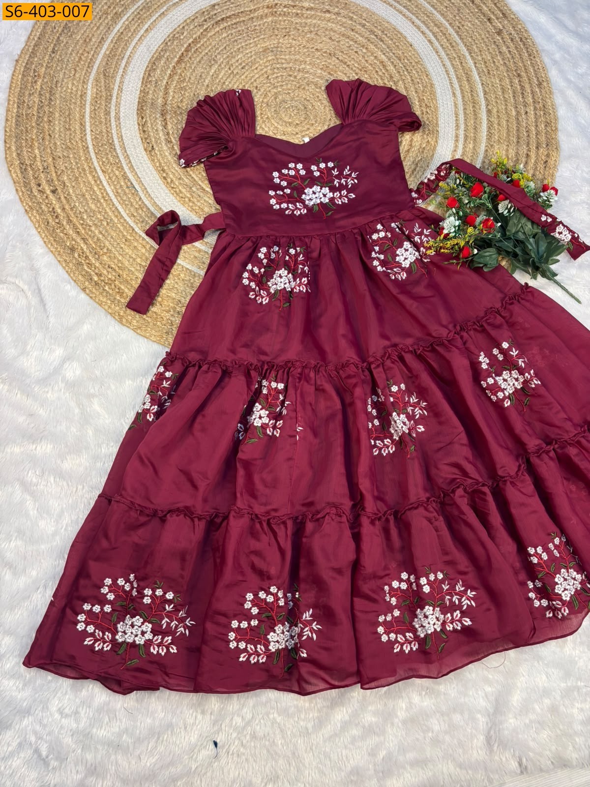Burgundy Fancy South Mul Cotton Maxi