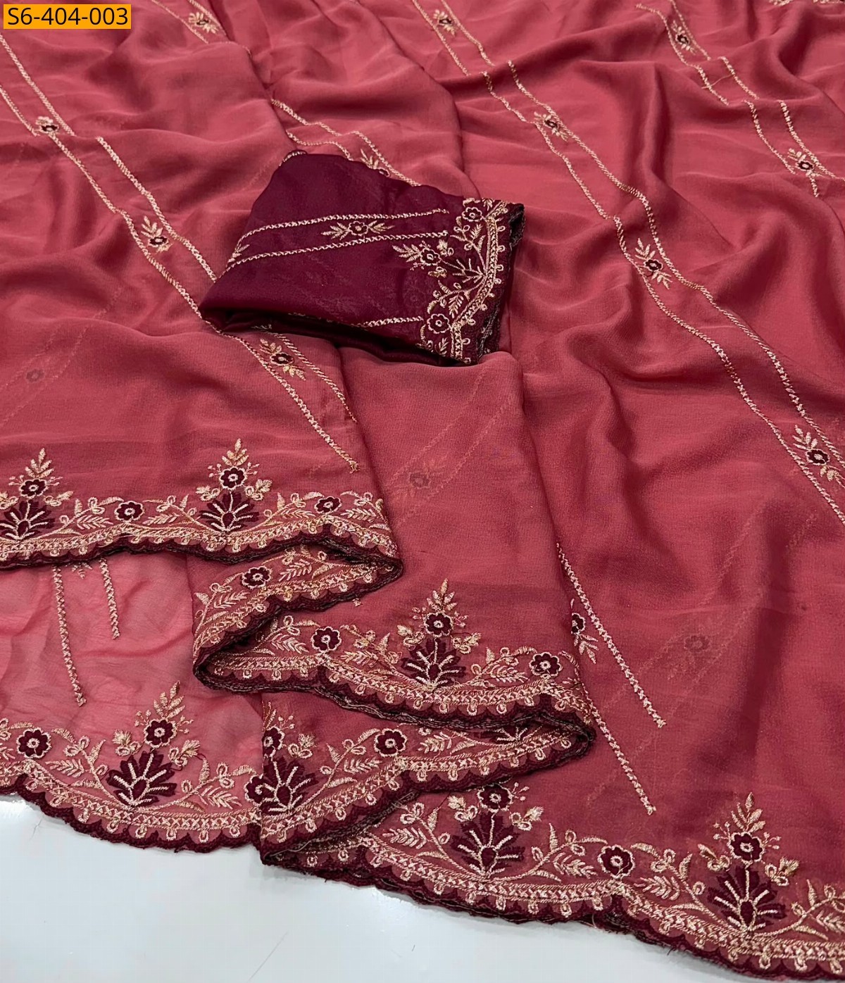 Pink Fancy Star Georgette Saree