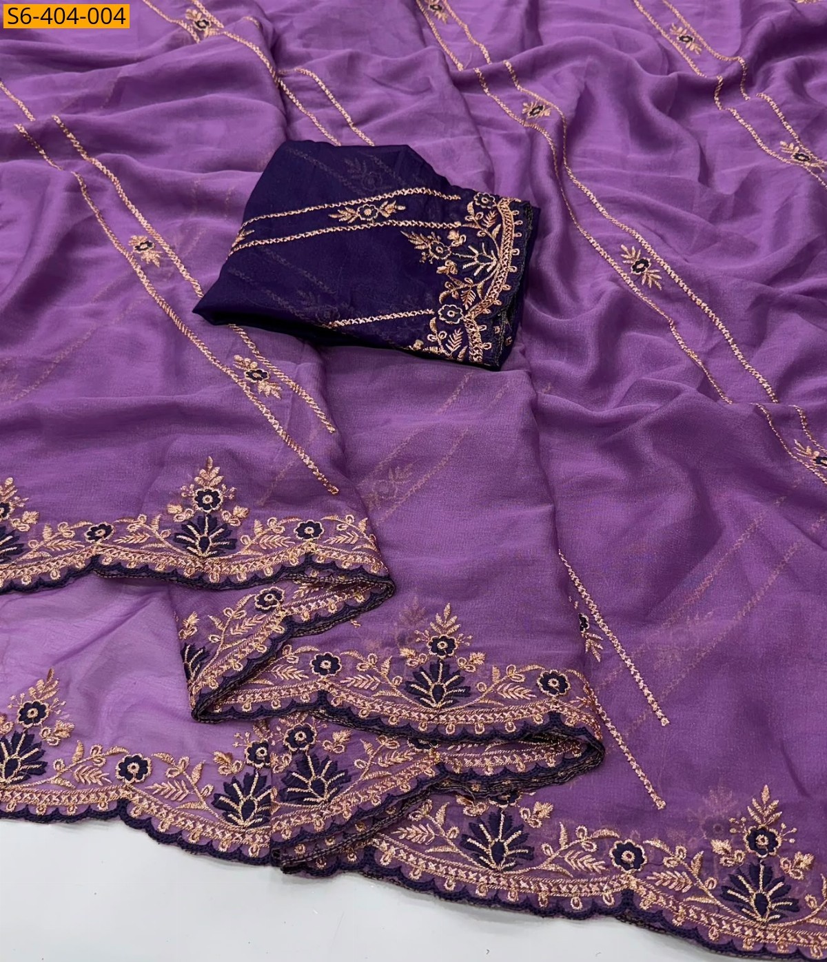 Magenta Fancy Star Georgette Saree