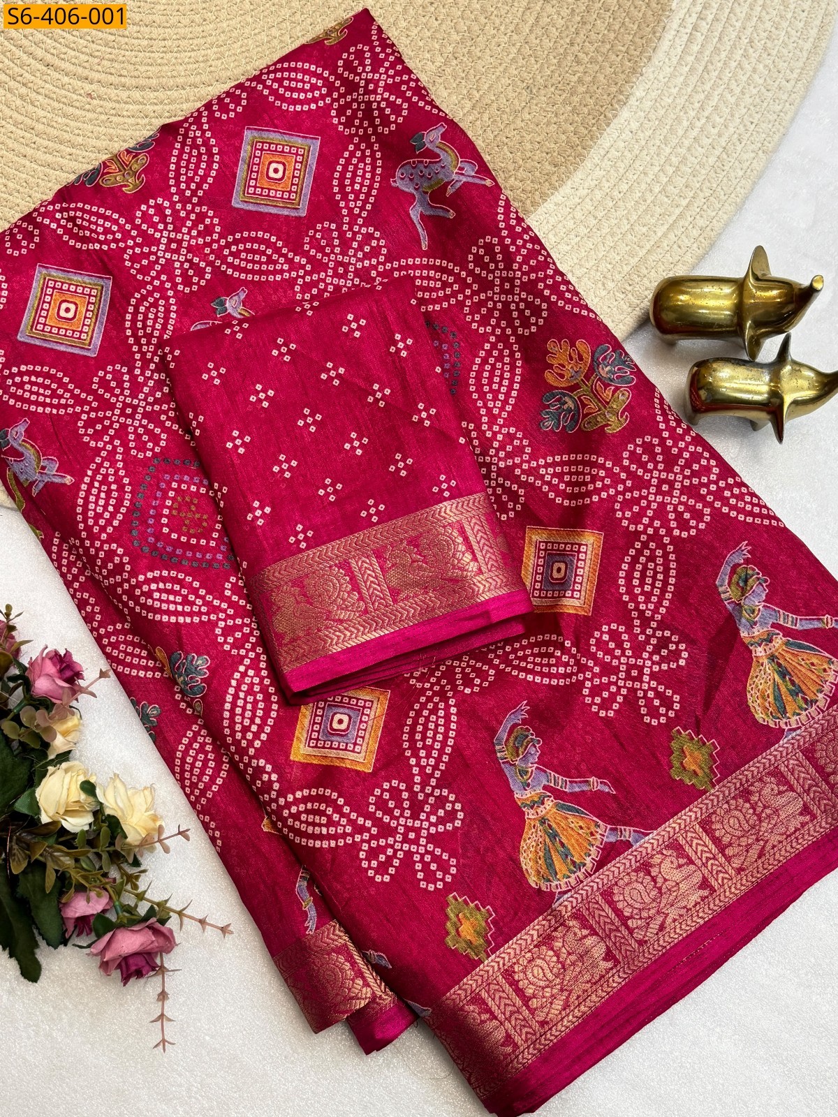 Pink Fancy Tussar Silk Saree