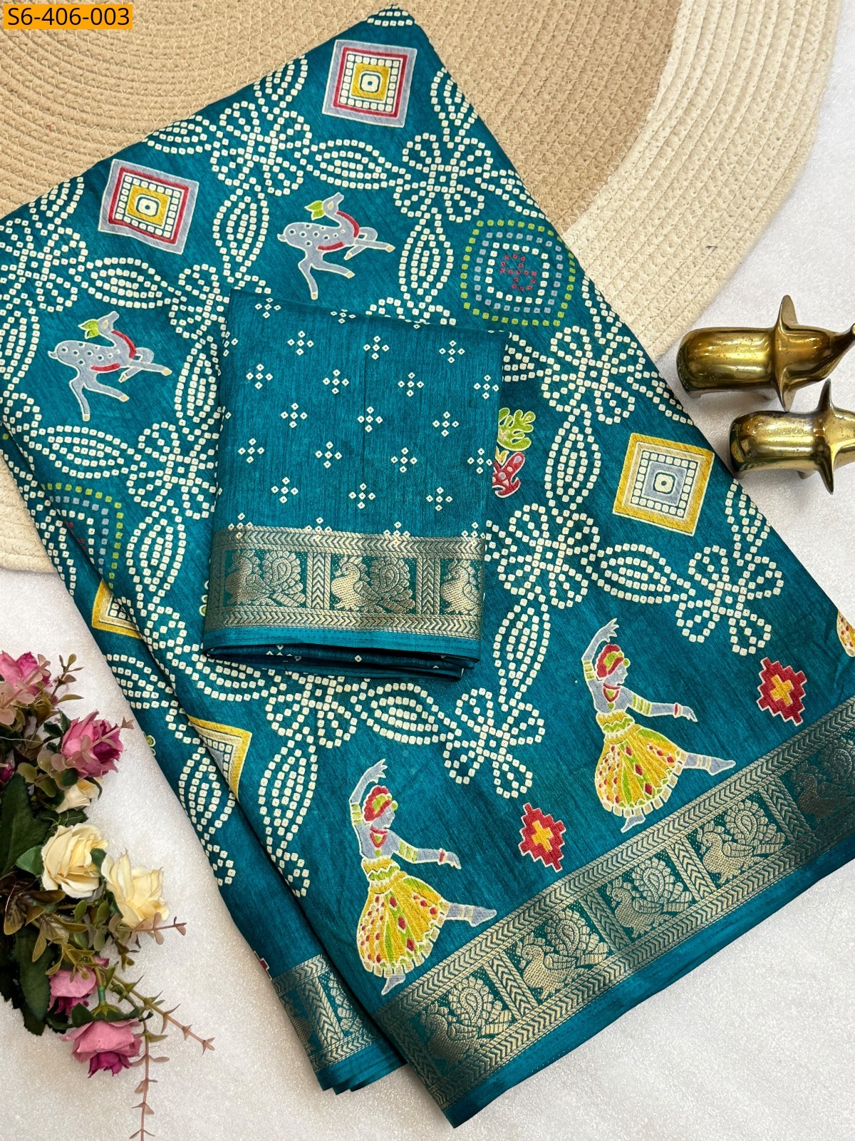 Morpitch Fancy Tussar Silk Saree
