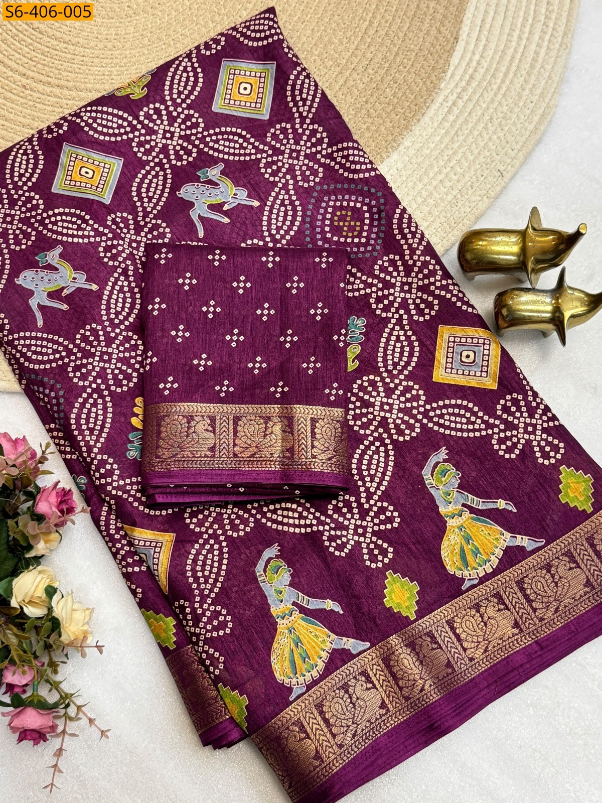 Wine Fancy Tussar Silk Saree