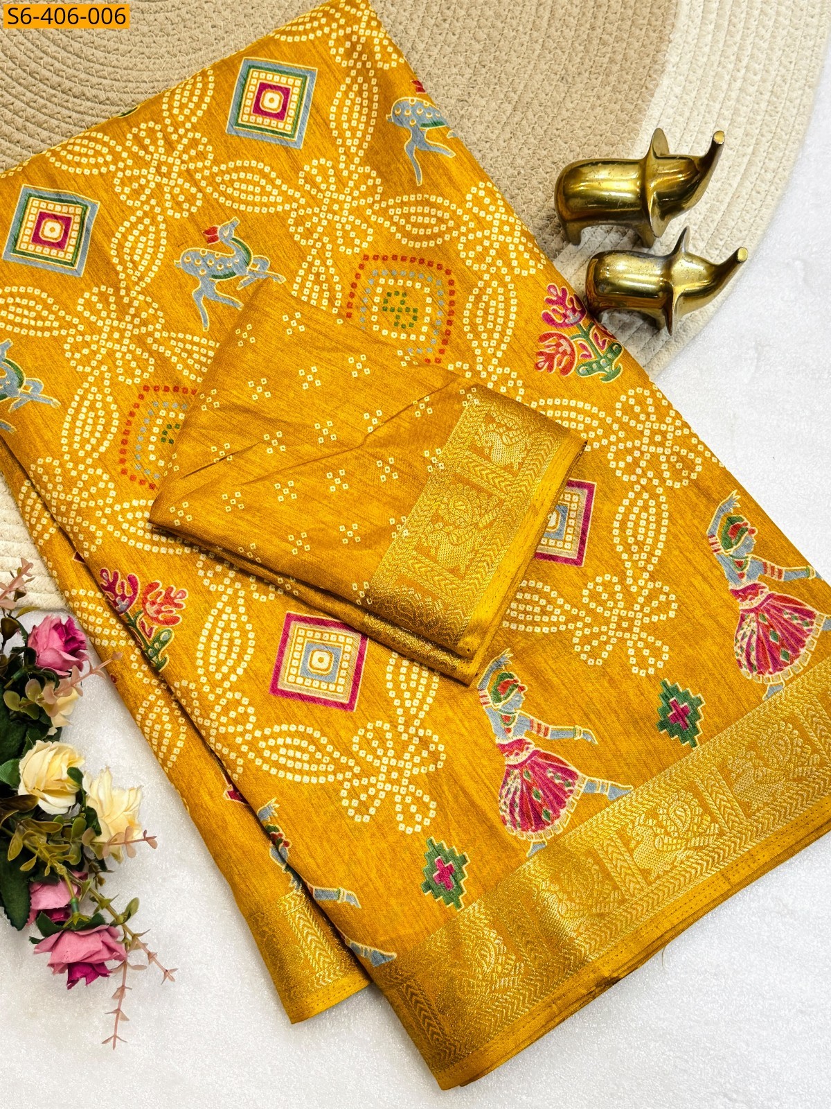 Yellow Fancy Tussar Silk Saree