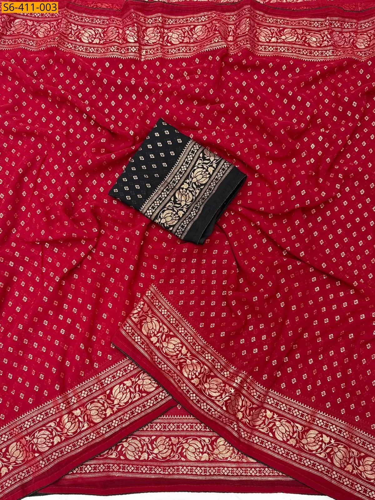Red Fancy Georgette Saree