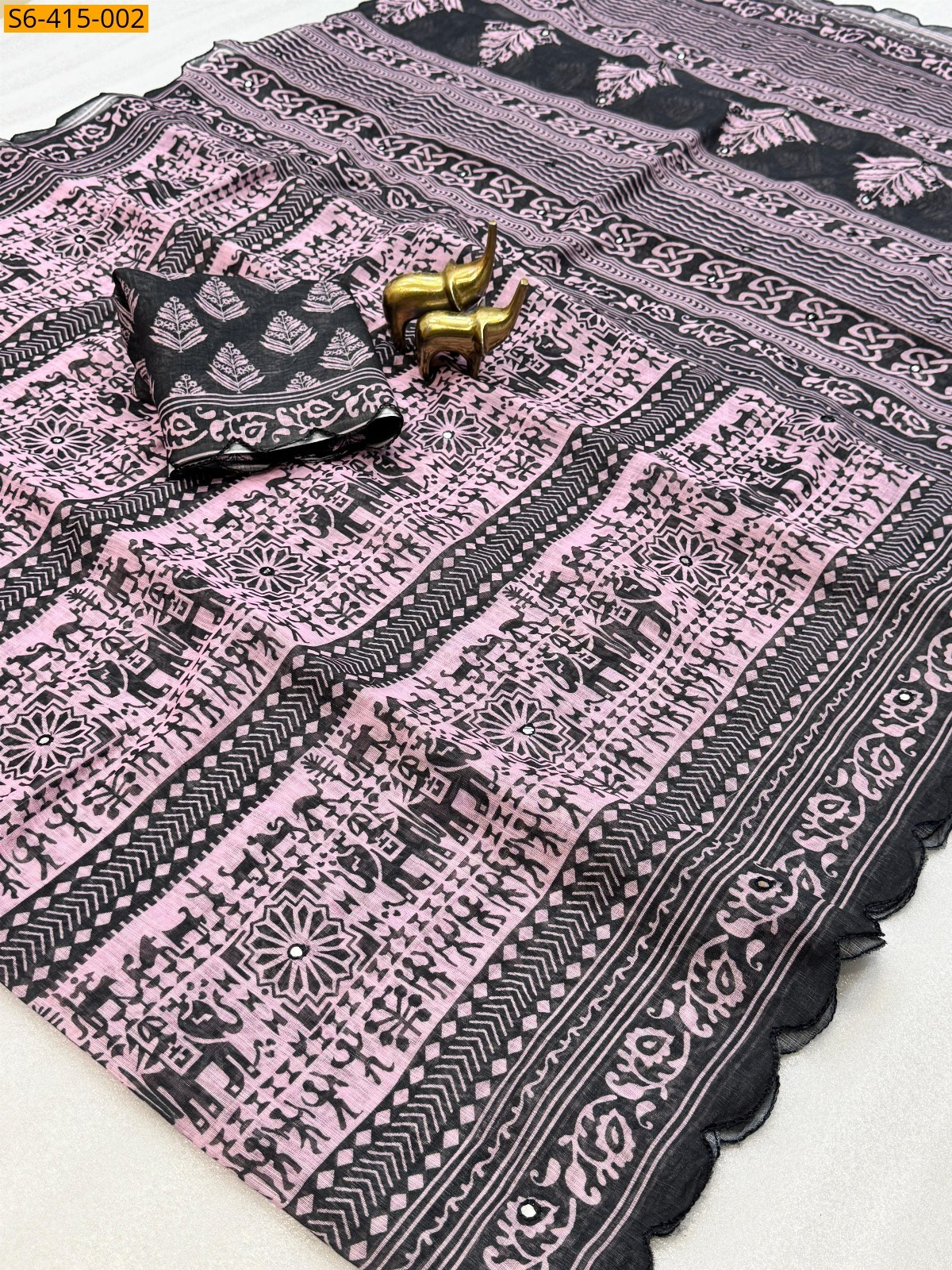 Pink Fancy Soft Linen Cotton Saree