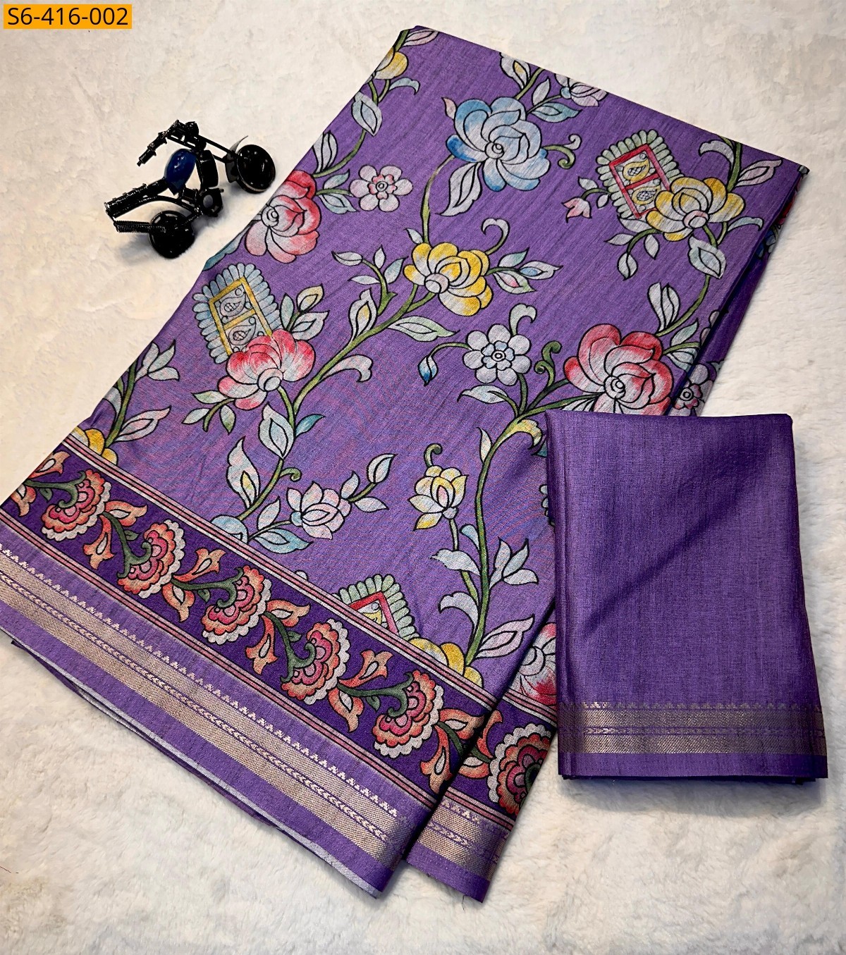 Lavender Fancy Tussar Silk Saree