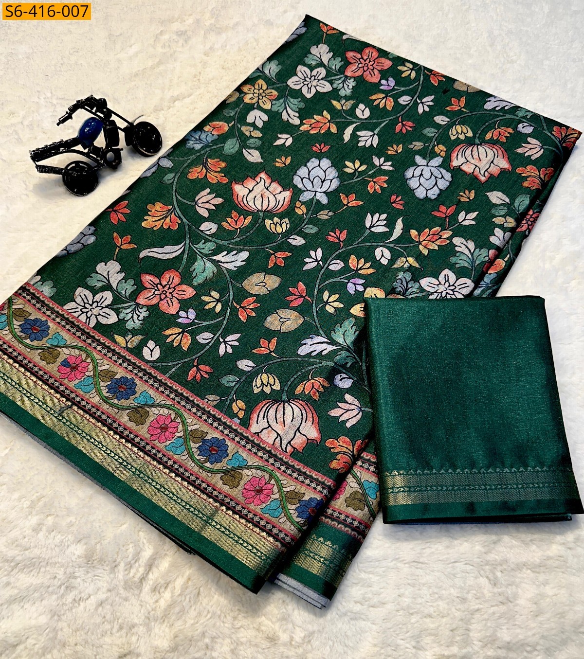 Green Fancy Tussar Silk Saree