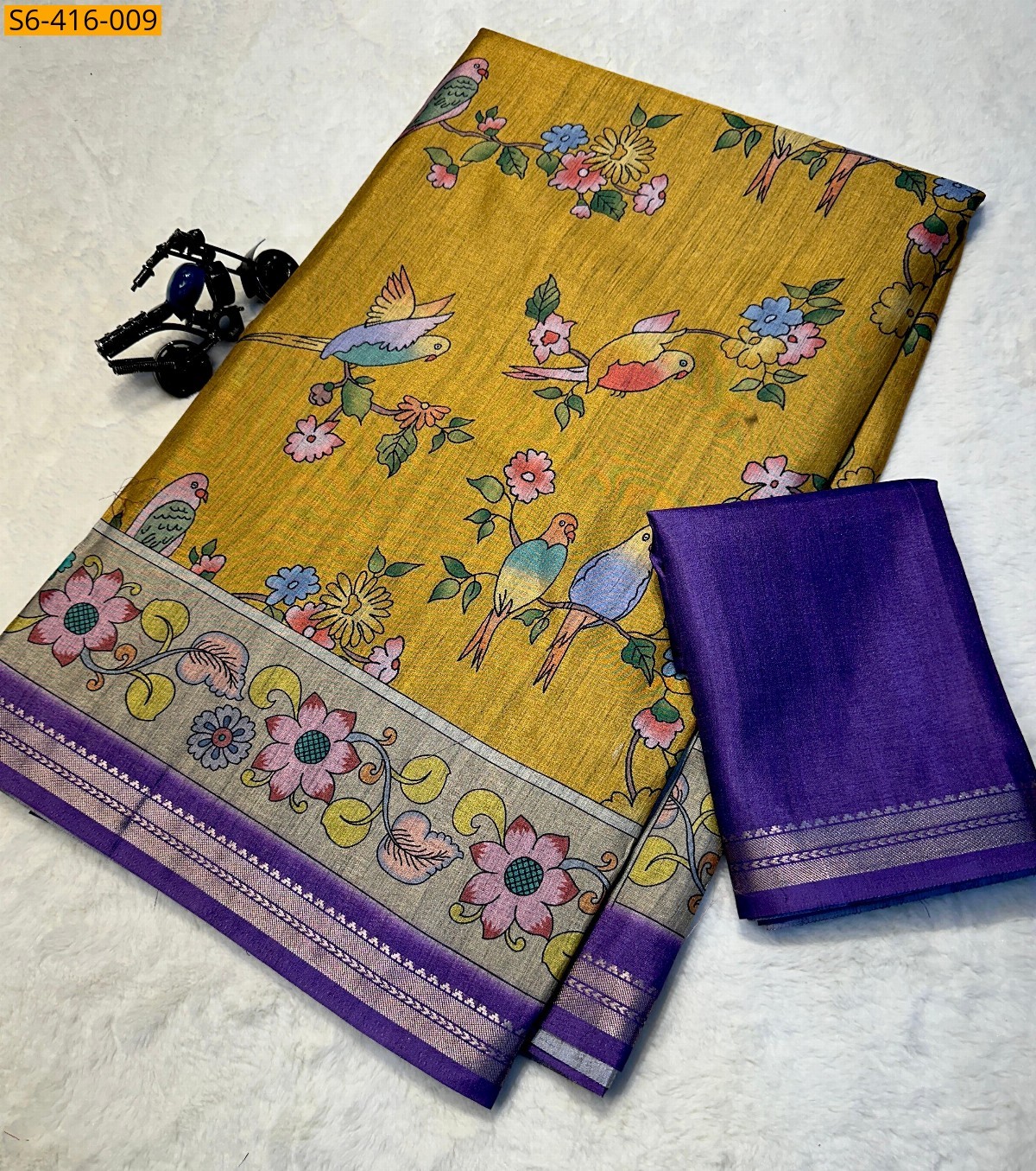 Yellow Fancy Tussar Silk Saree