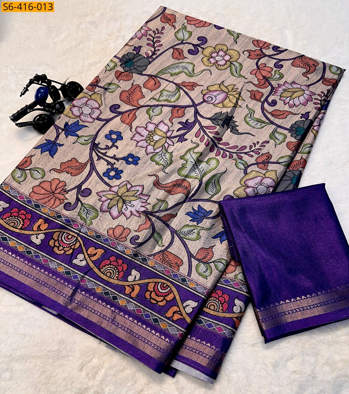 Grey Fancy Tussar Silk Saree