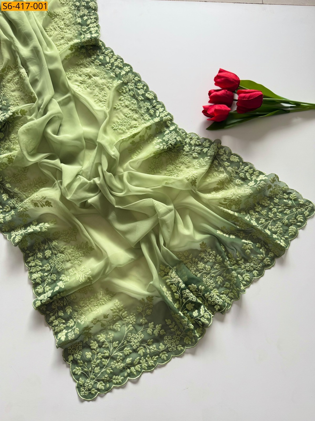 Green Fancy Soft Georgette Saree