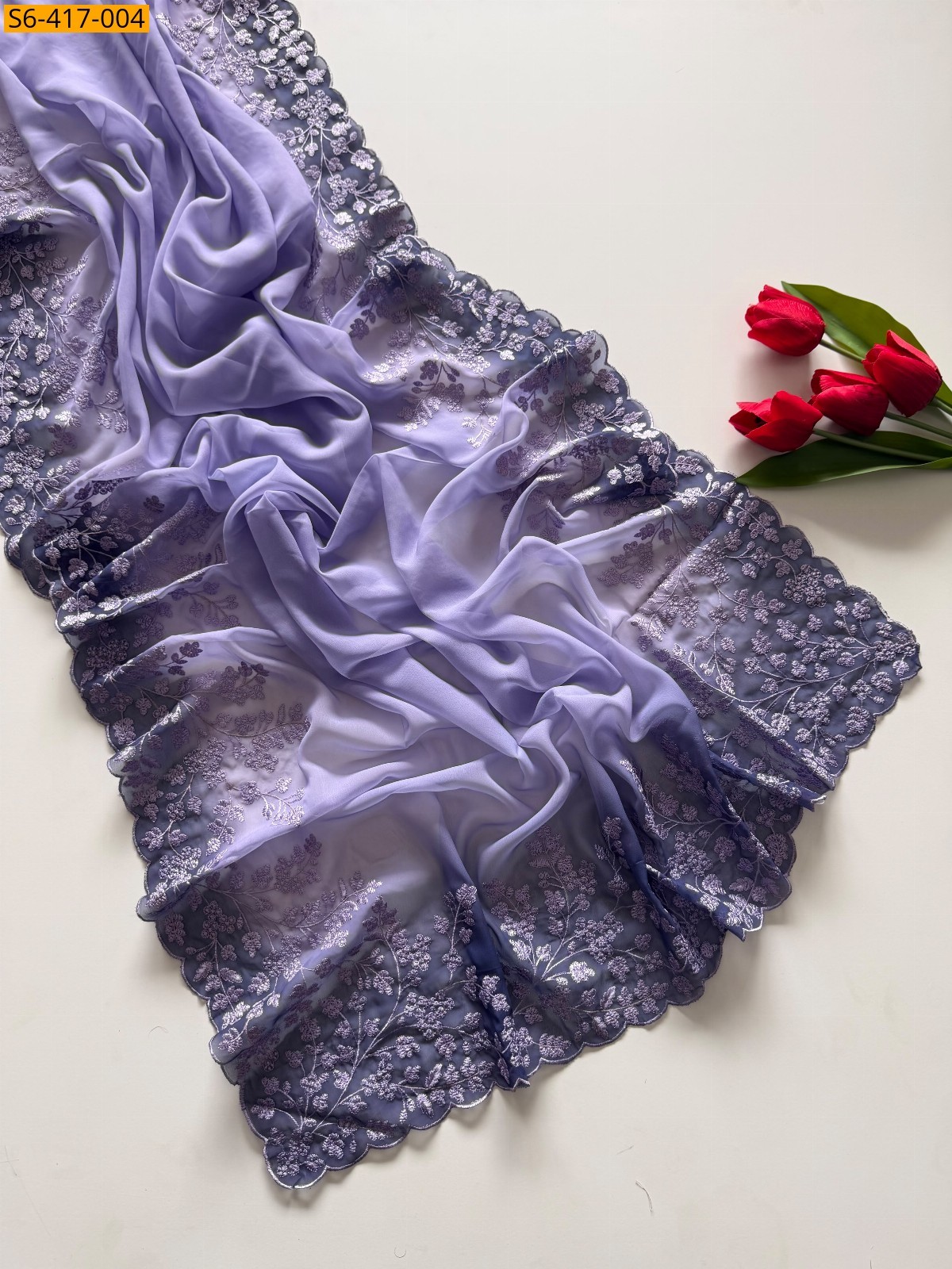 Lavender Fancy Soft Georgette Saree