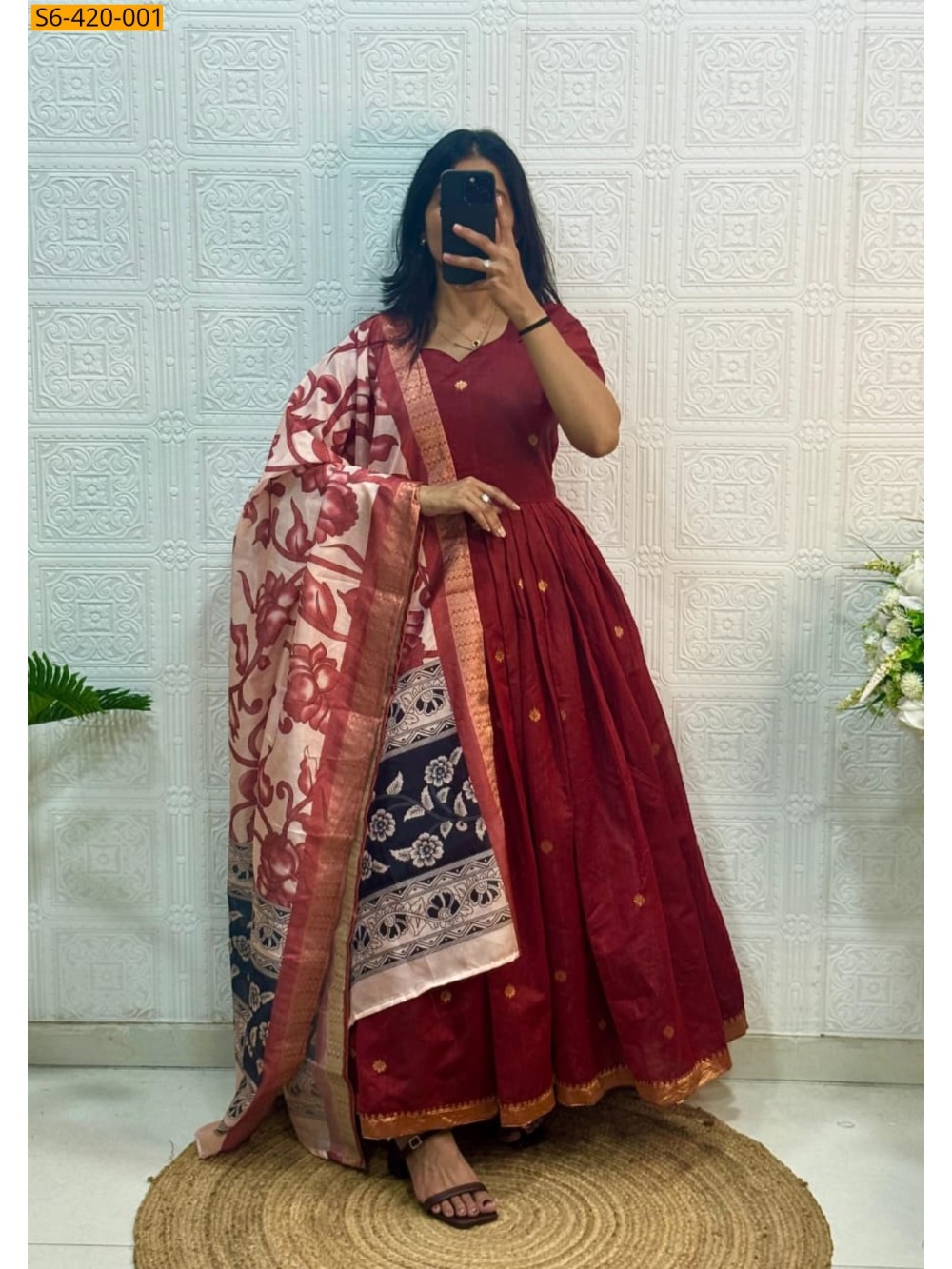 Fancy Soft Silk Gown with Duppata