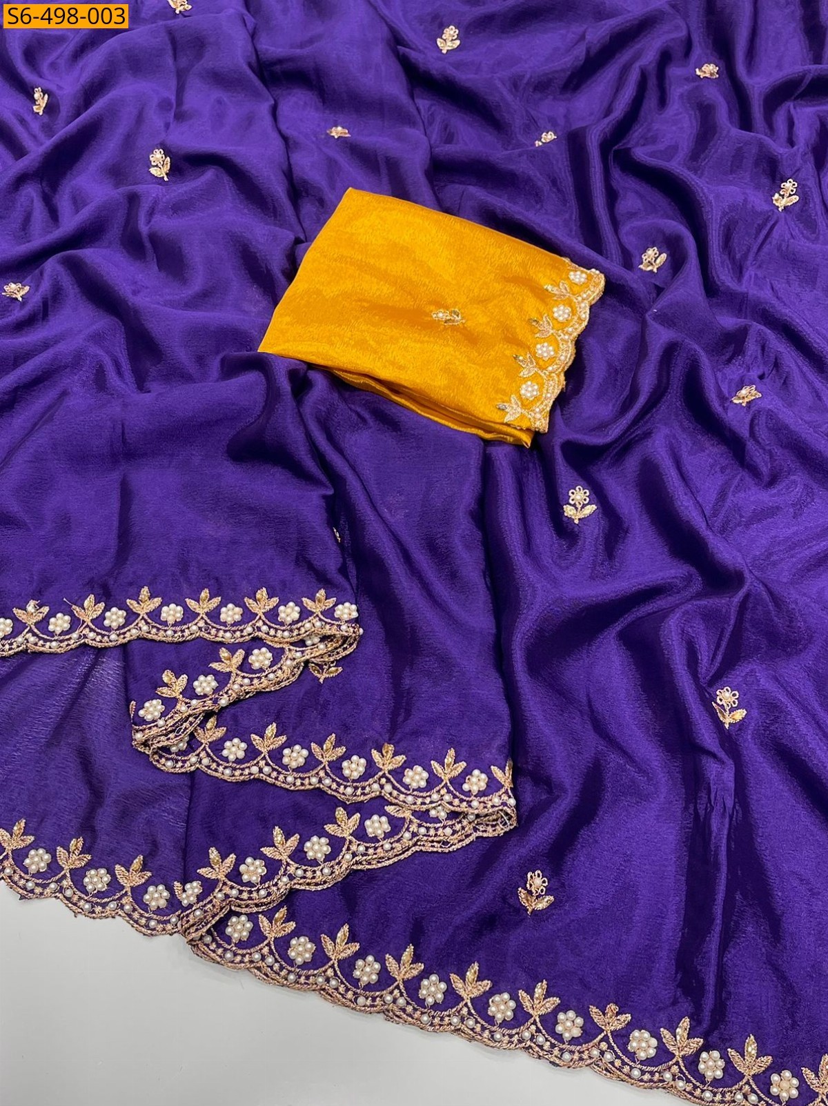Viol;et  Fancy chinon saree