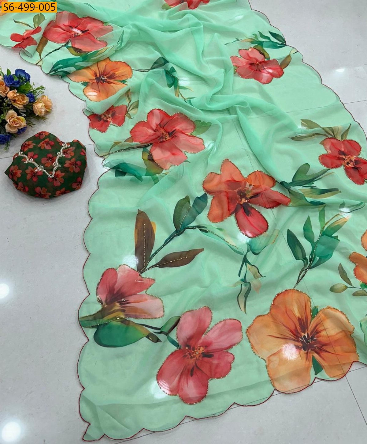 Green Fancy Soft and smooth Chiffon Saree
