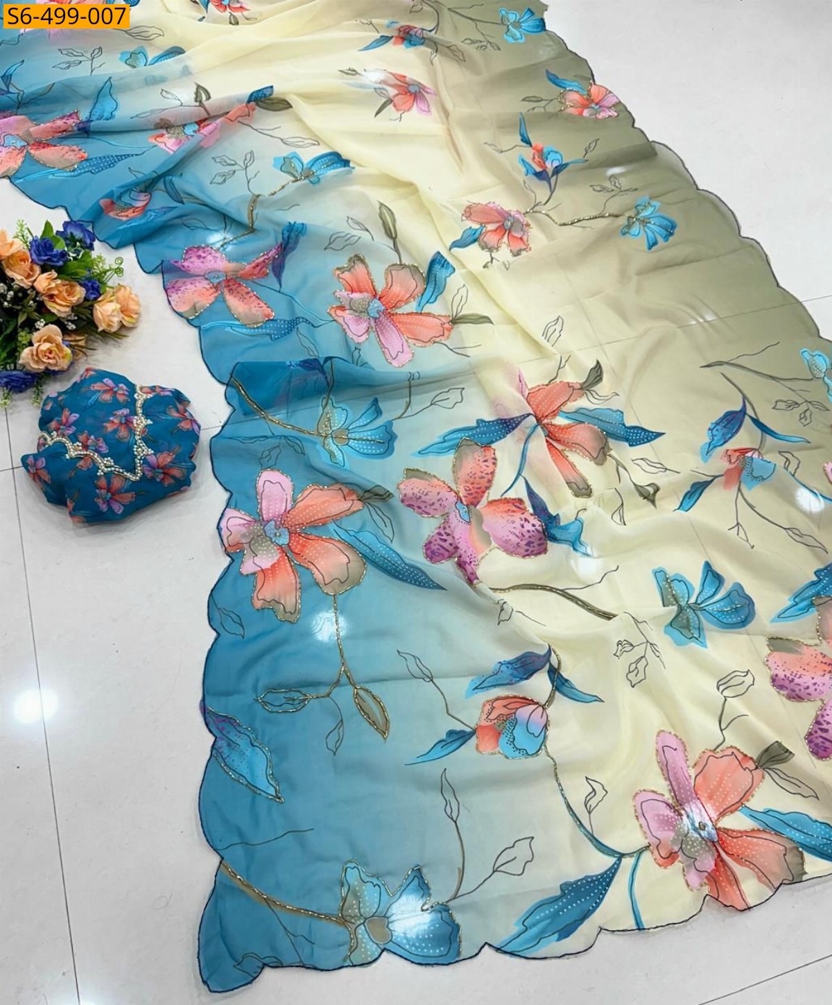 Multi color Fancy Soft and smooth Chiffon Saree