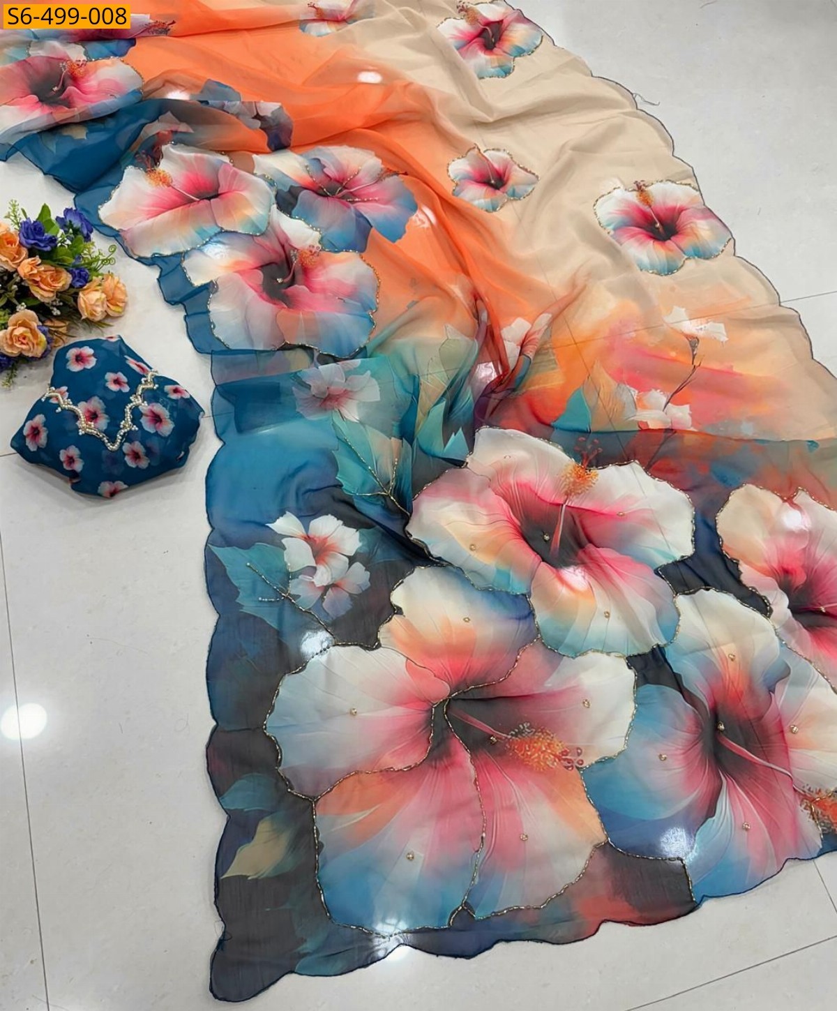 Multi color Fancy Soft and smooth Chiffon Saree