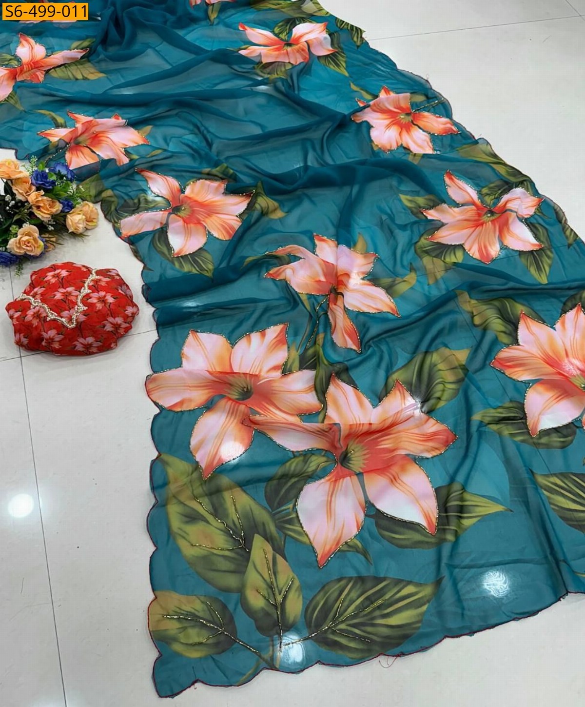Blue Fancy Soft and smooth Chiffon Saree