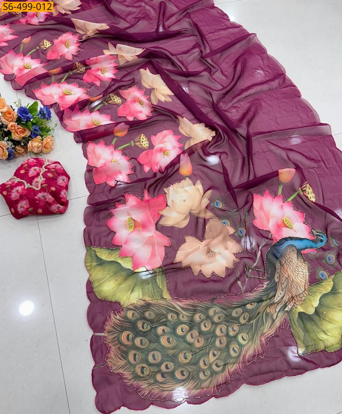 Magenta Fancy Soft and smooth Chiffon Saree