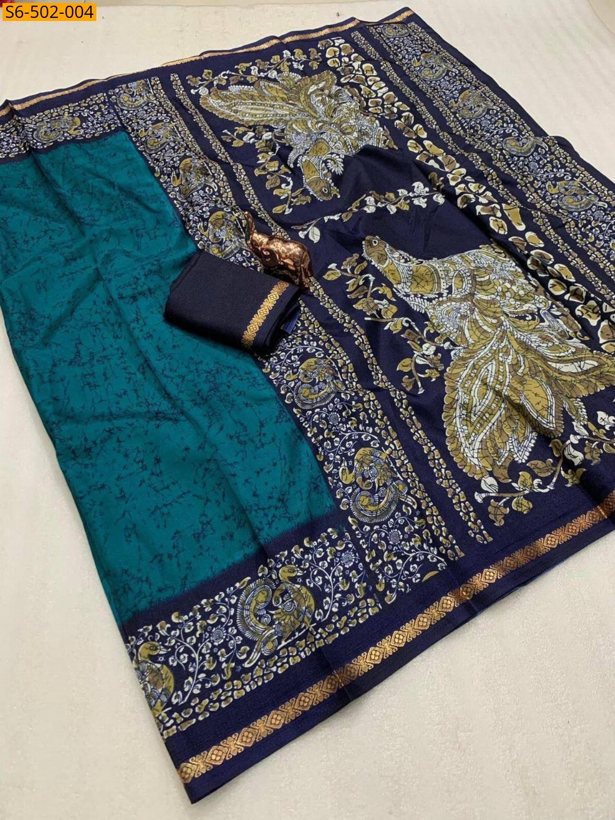 Blue Fancy Dola Silk saree