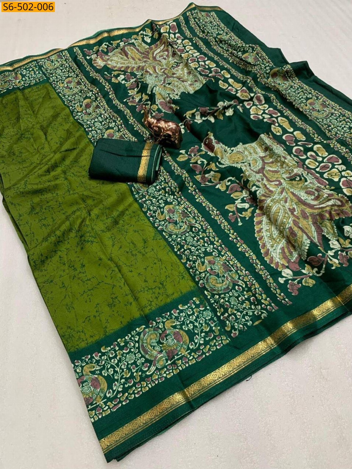 Green Fancy Dola Silk saree