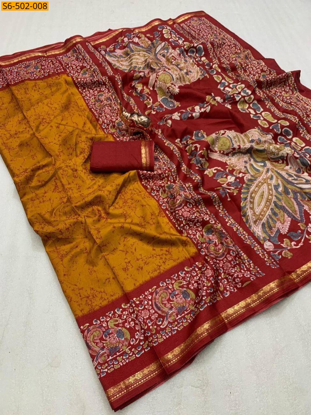 Orange Fancy Dola Silk saree