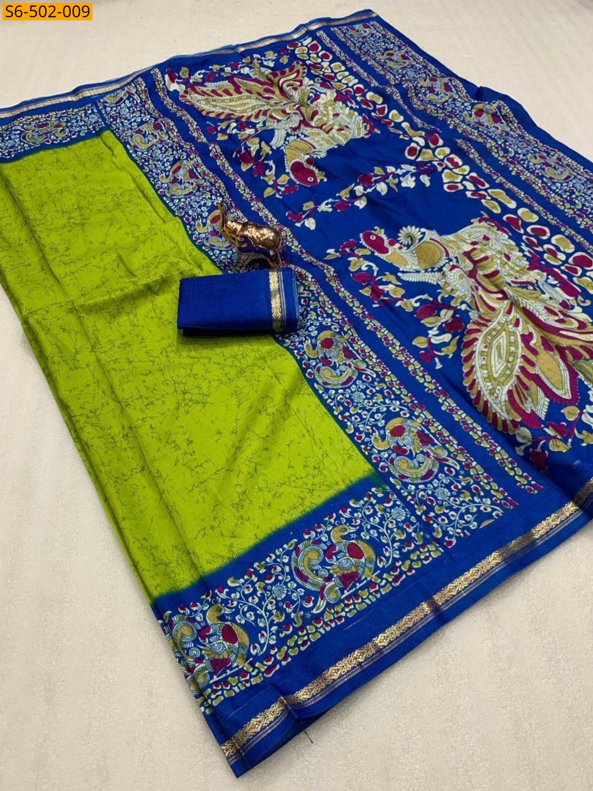 Green Fancy Dola Silk saree