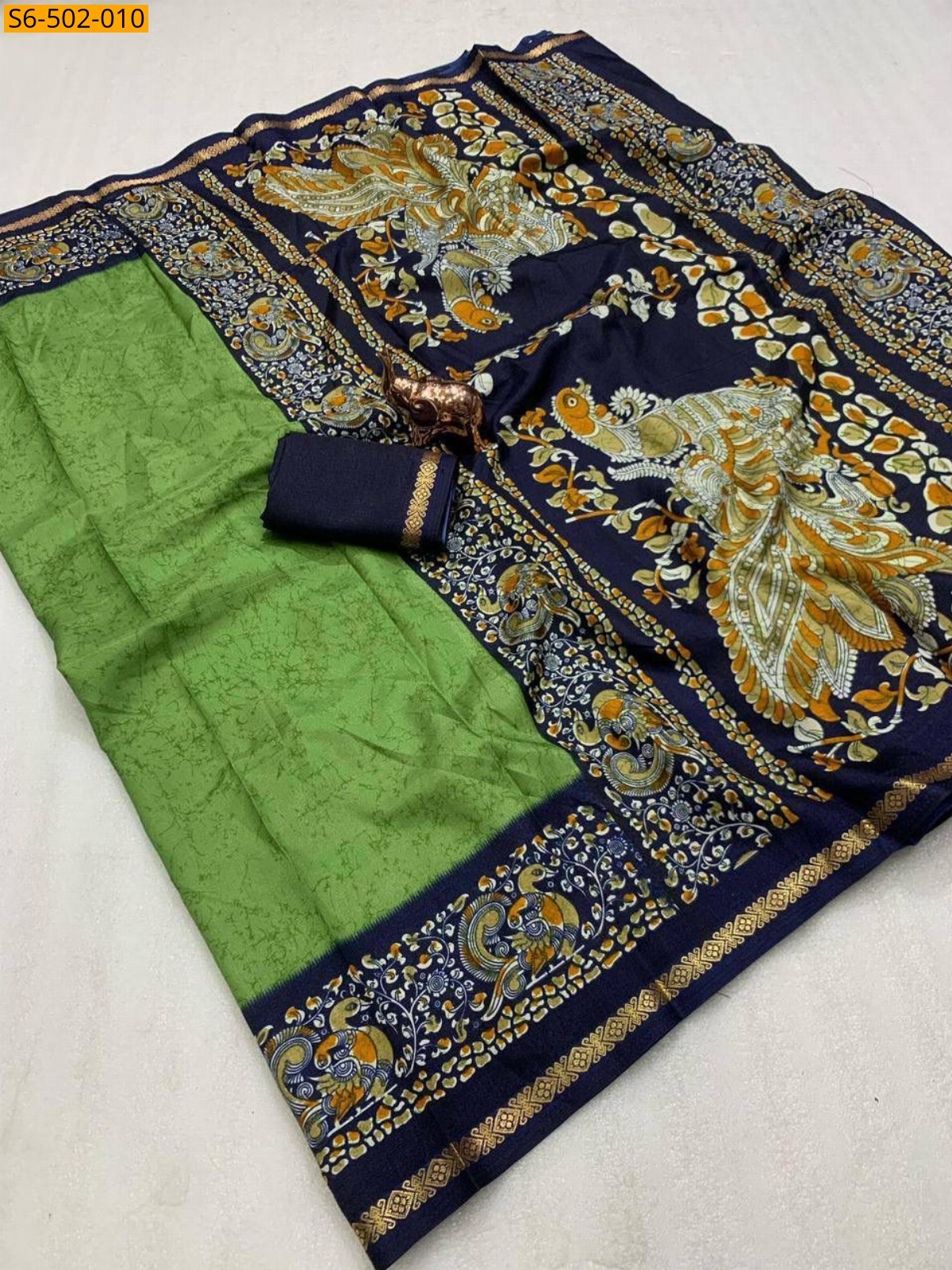 Green Fancy Dola Silk saree