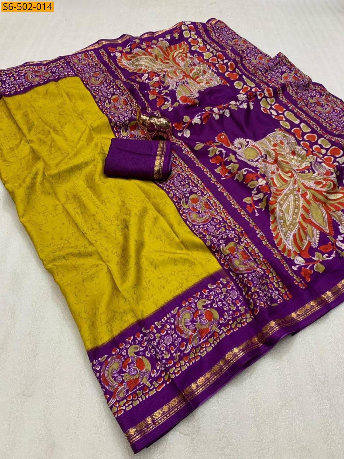 Mustard Fancy Dola Silk saree
