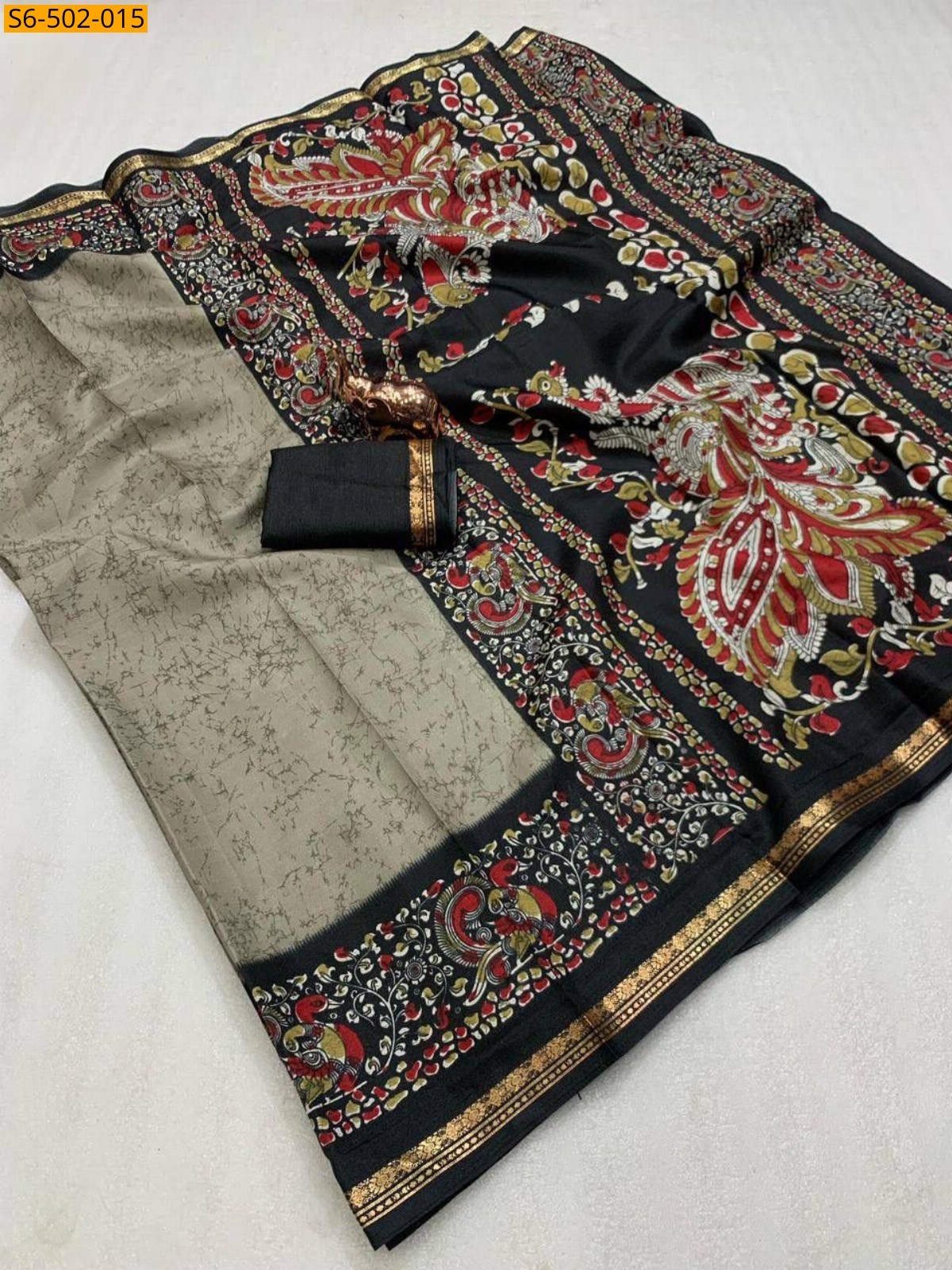 Gray Fancy Dola Silk saree