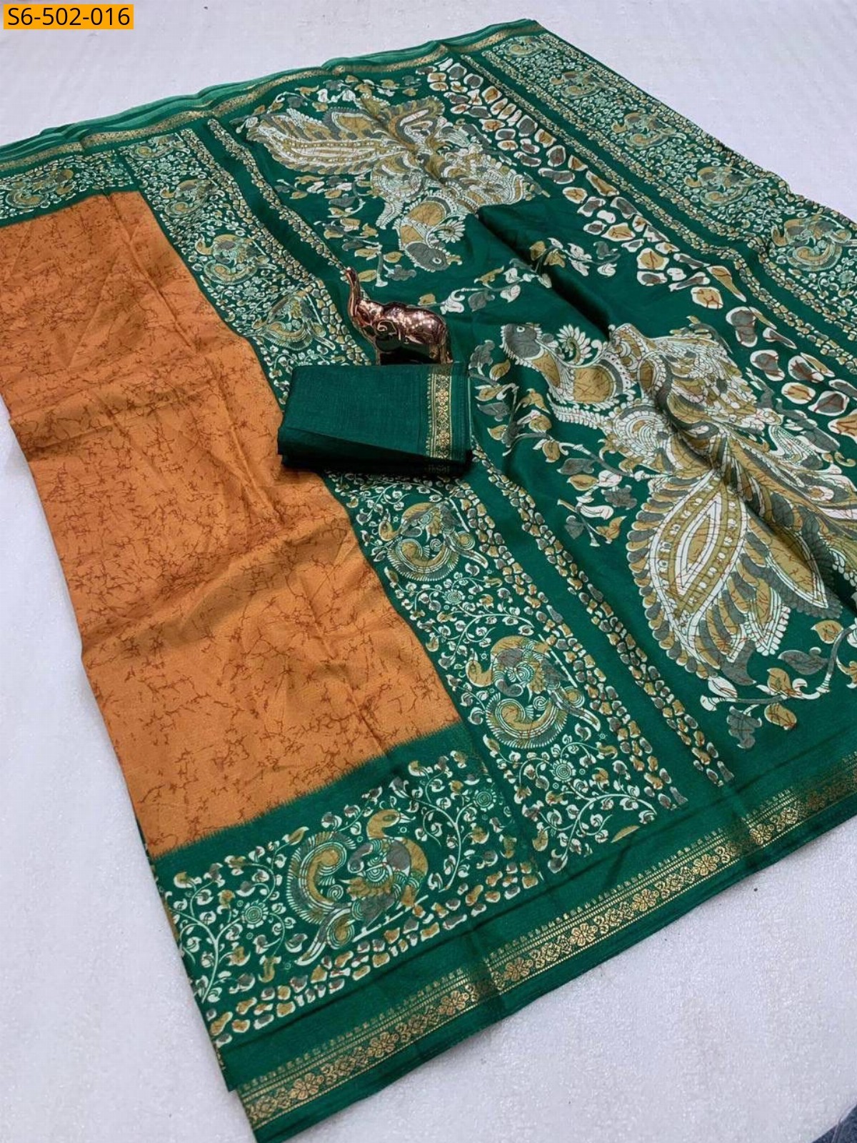 Orange Fancy Dola Silk saree