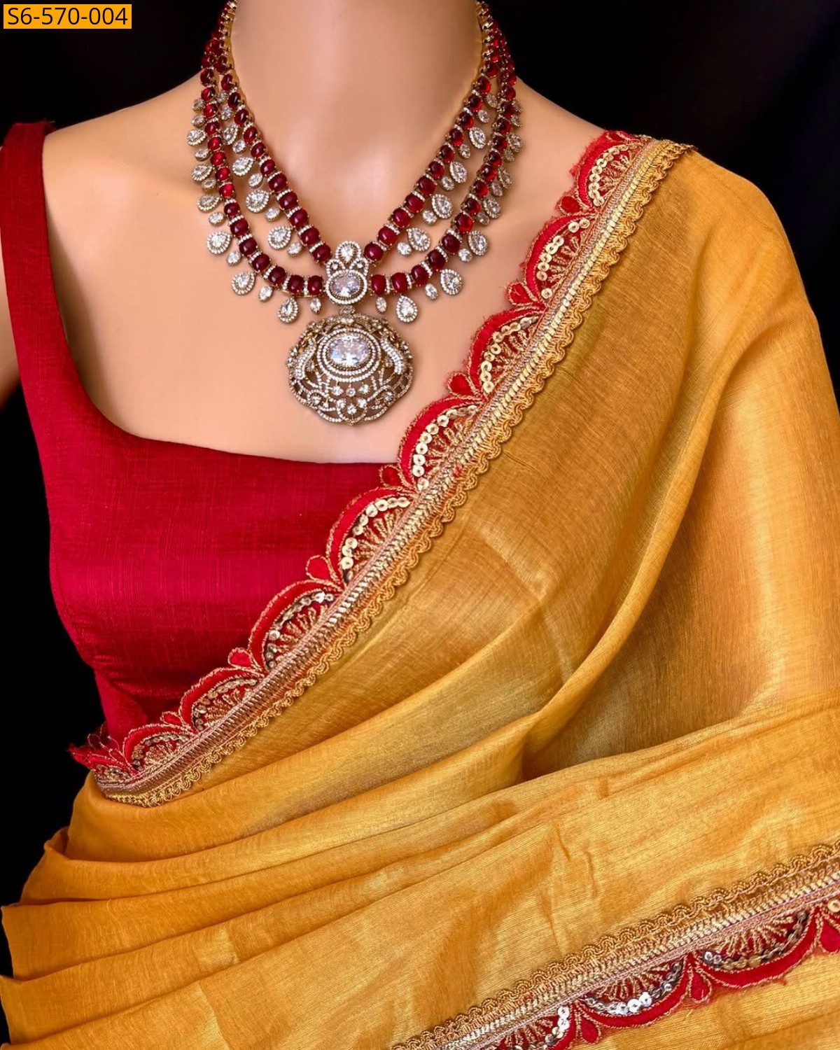 Yellow Fancy Cotton Tissue silk saree