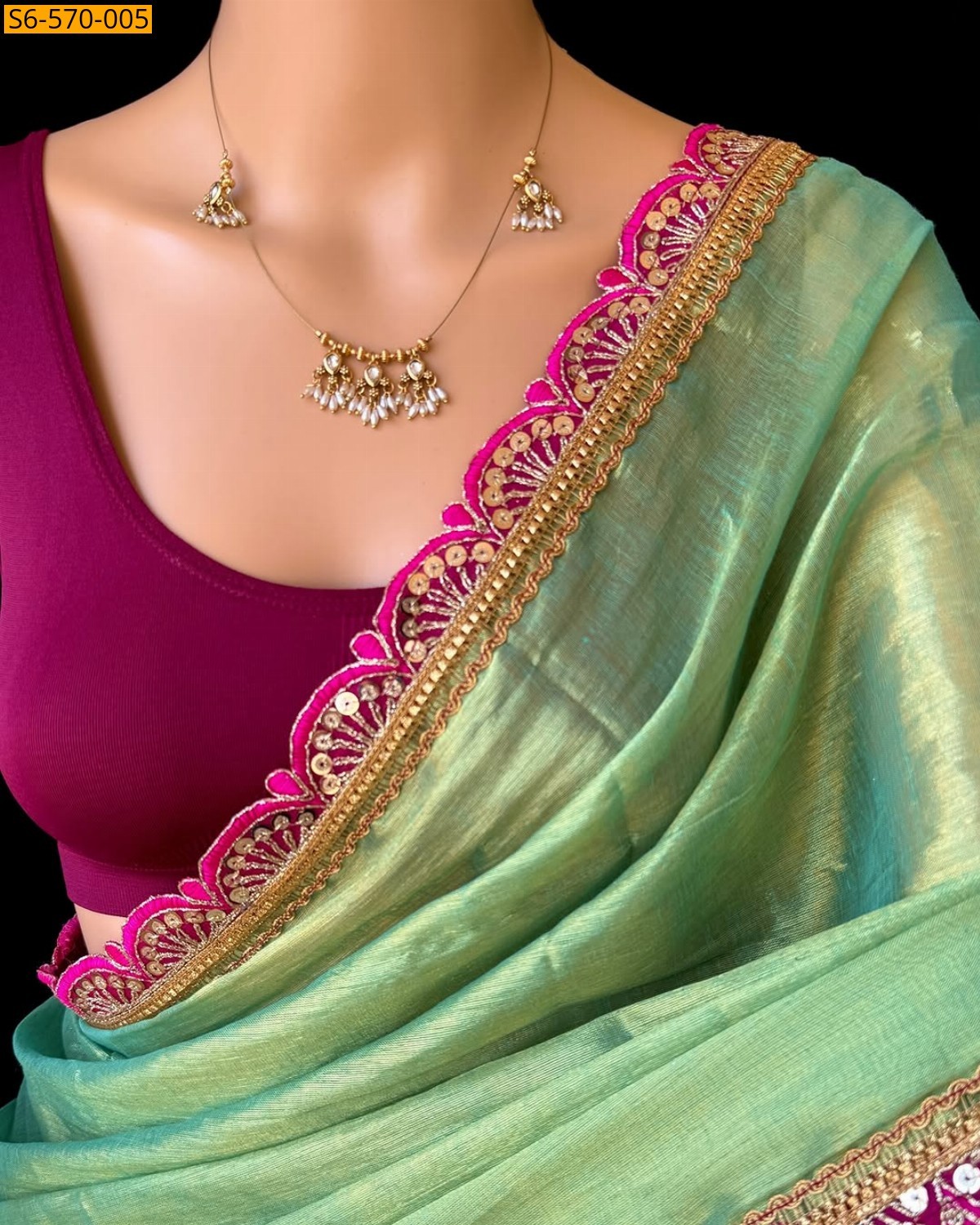 Green Fancy Cotton Tissue silk saree