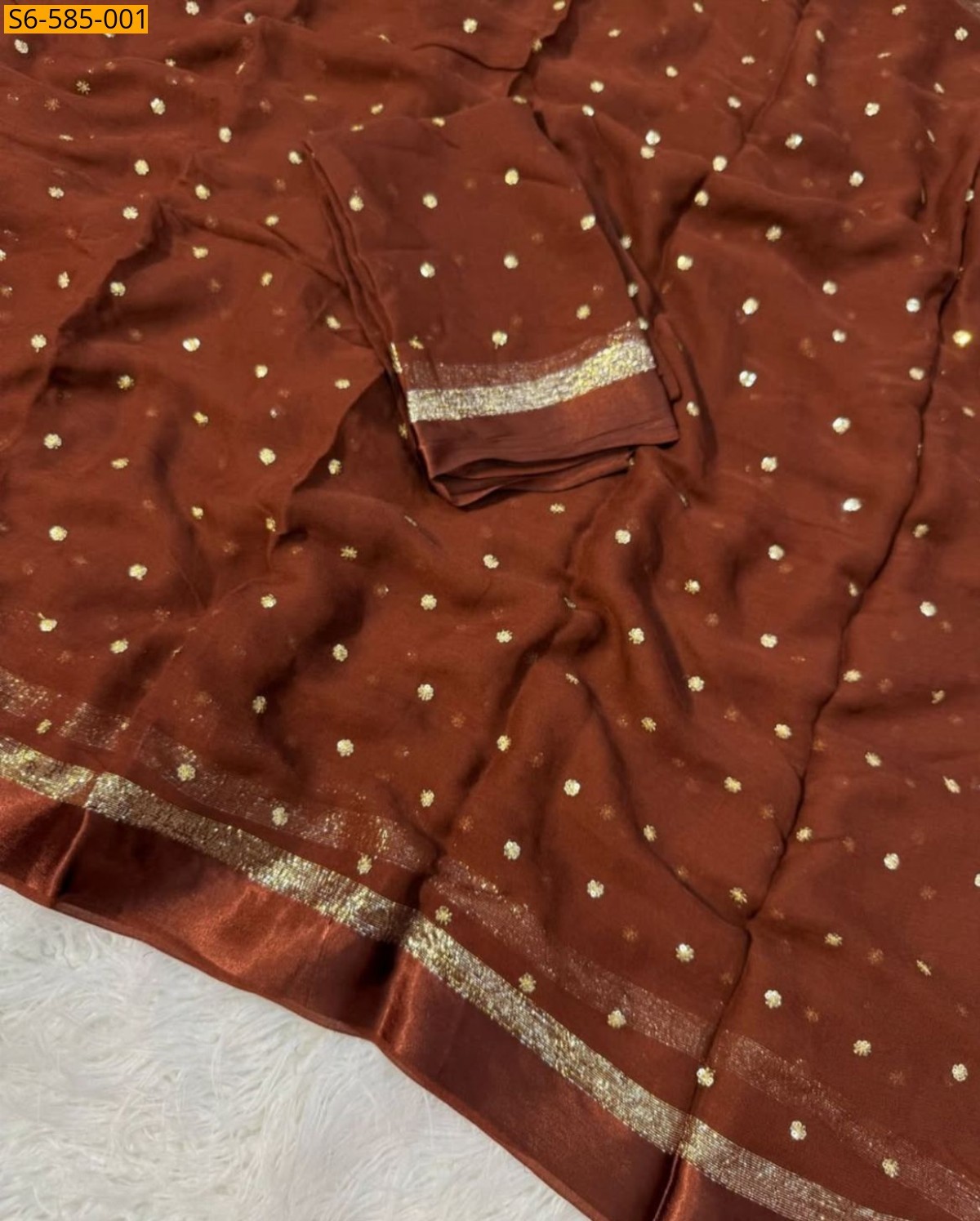Brown Viscose georgette Sarees