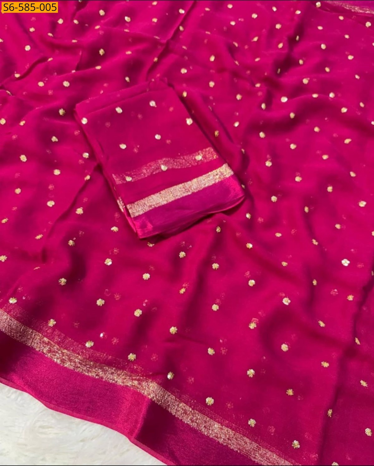 Pink Viscose georgette Sarees