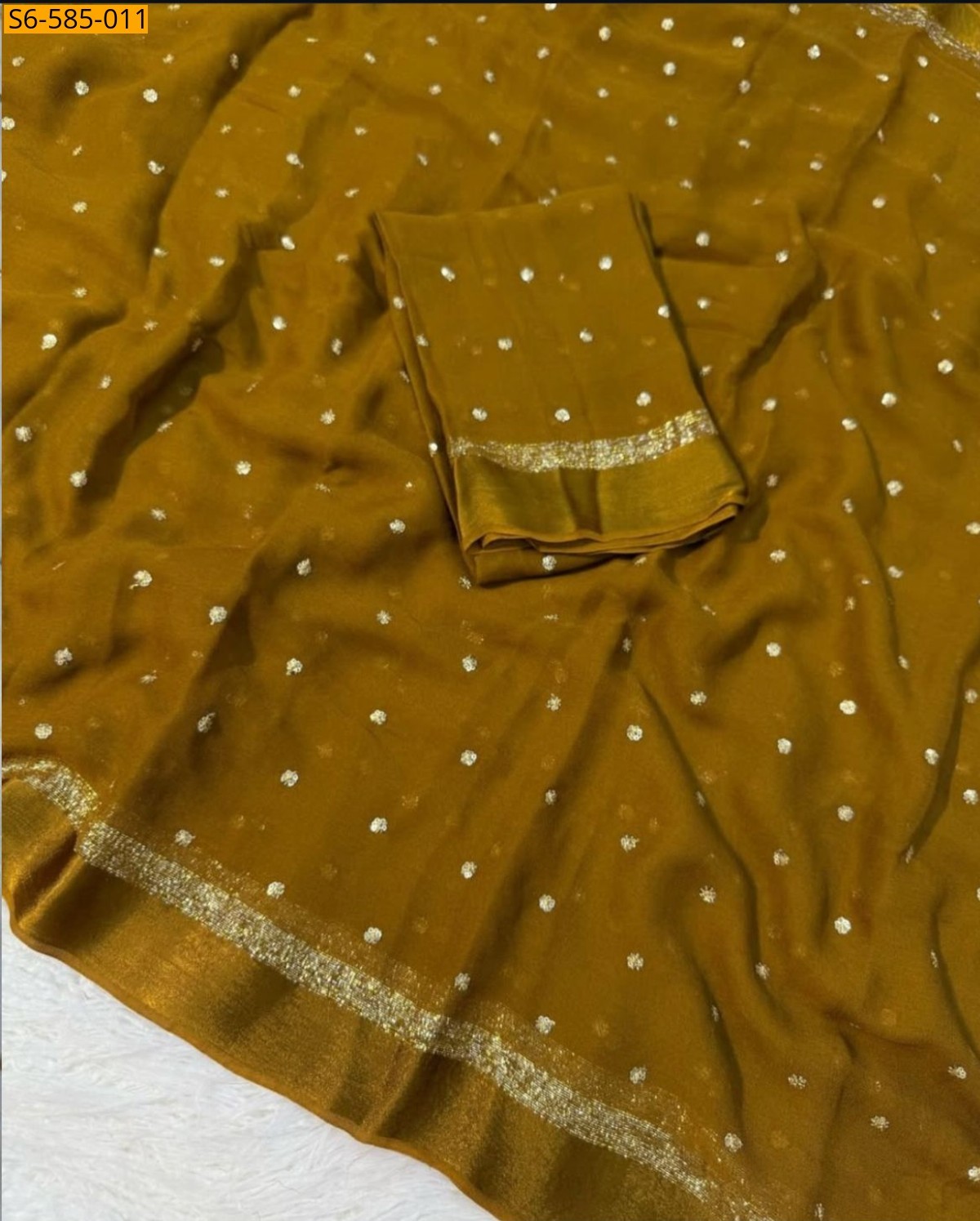 Brown Viscose georgette Sarees