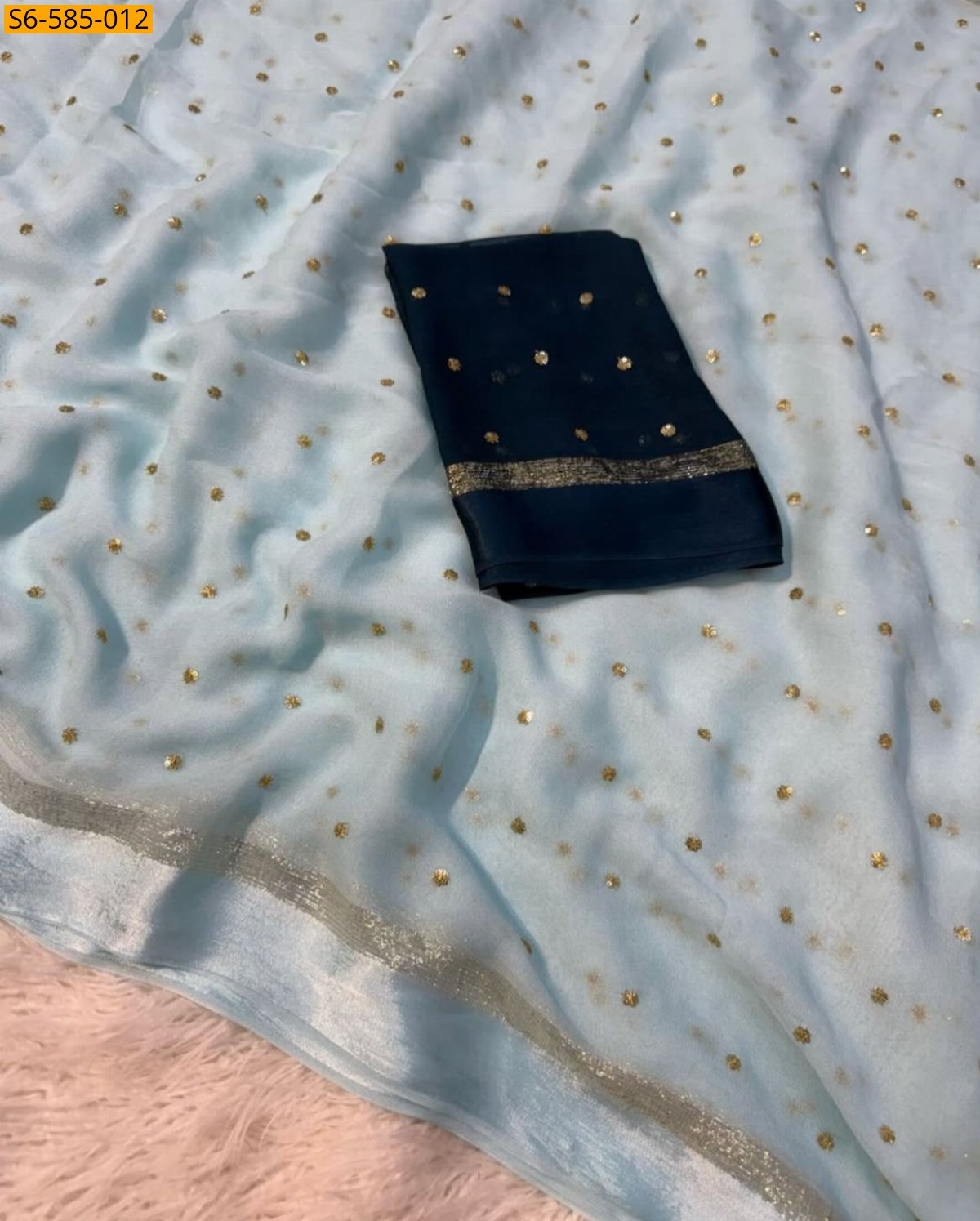 Sky Blue Viscose georgette Sarees