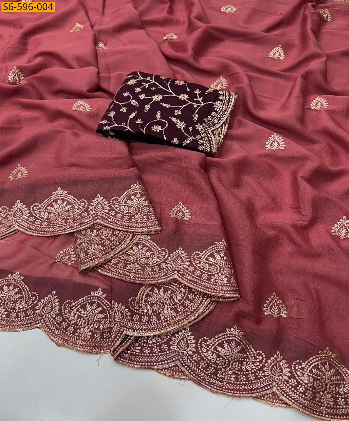 Maroon Star Georgette  Saree
