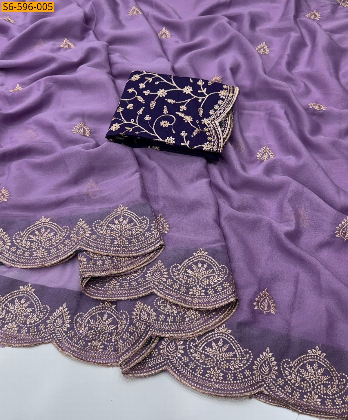 Lavendar Star Georgette  Saree