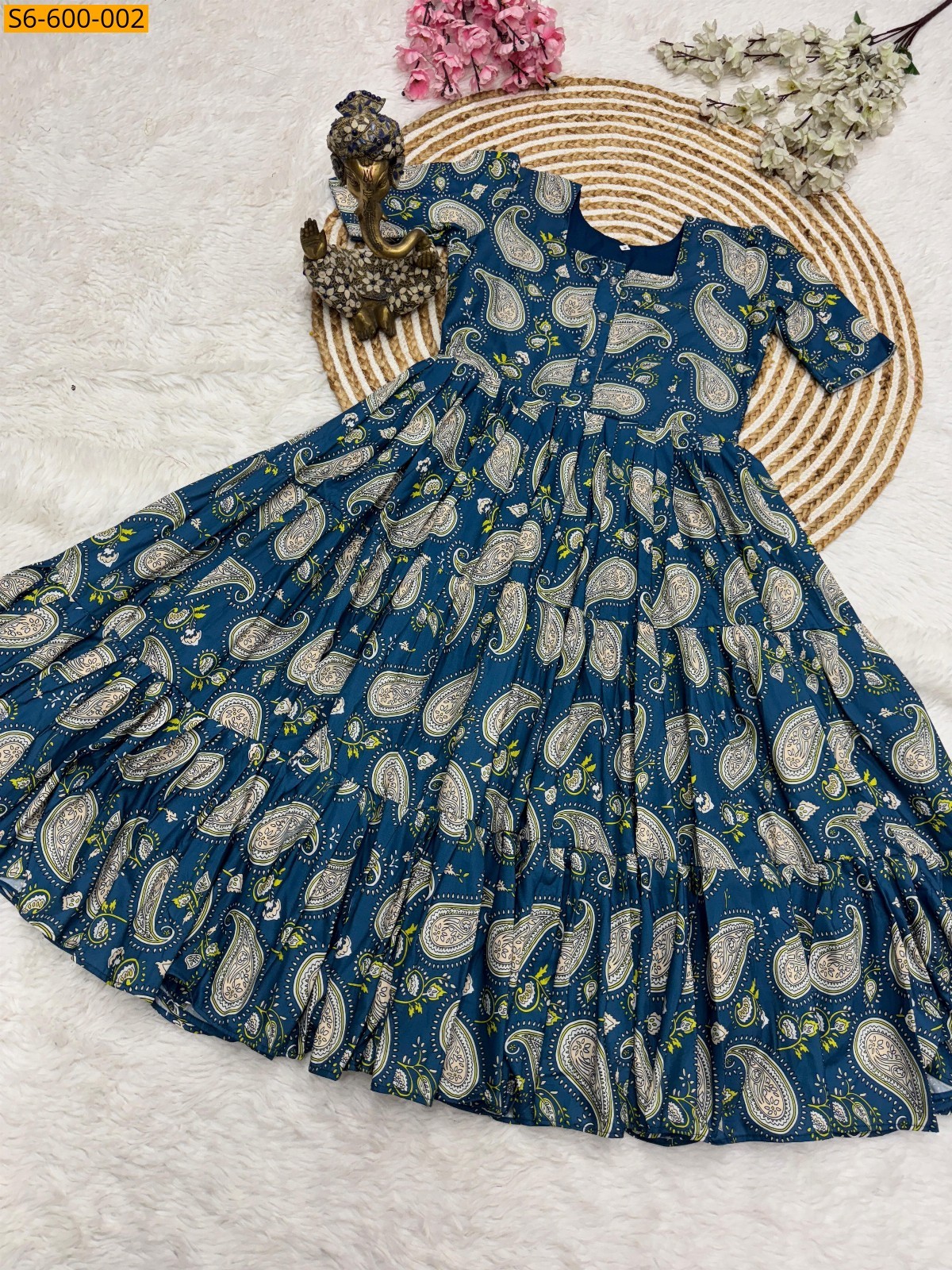 Navy blue Fancy Muslin Cotton Kurti