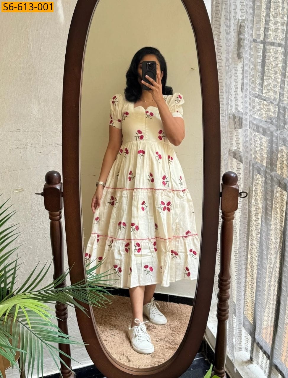 Half White Chanderi cotton kurti